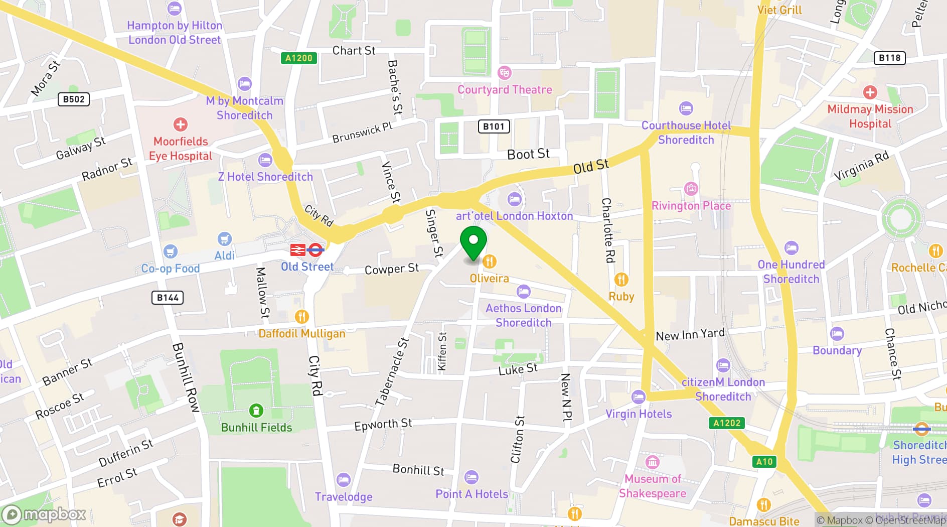 Map showing White Wall Space in the Heart of Shoreditch, Old Street