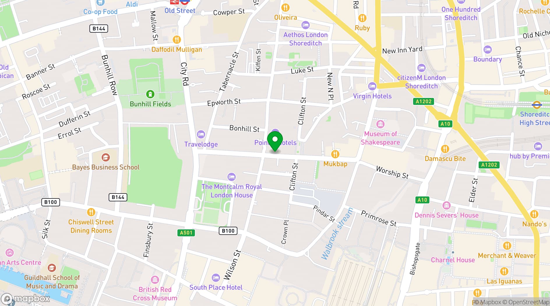 Map showing The Cocktail Club Old Street