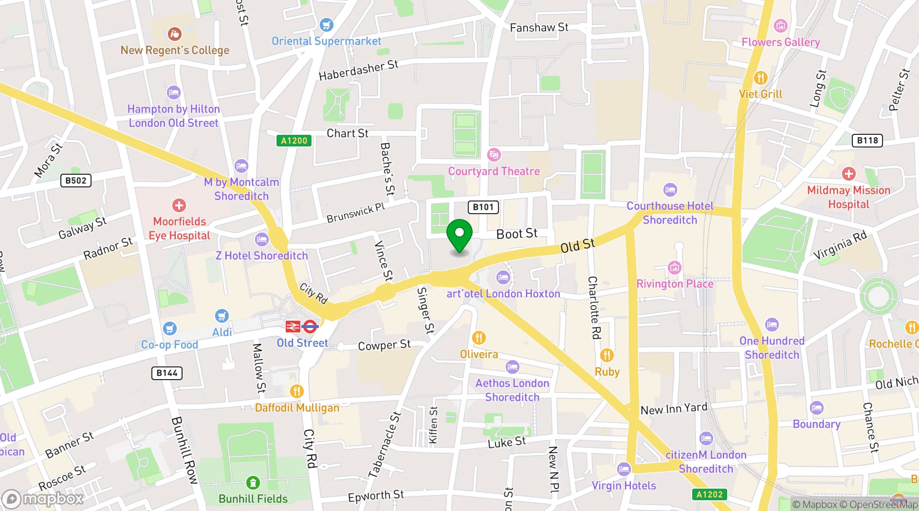 Map showing The Star In Shoreditch