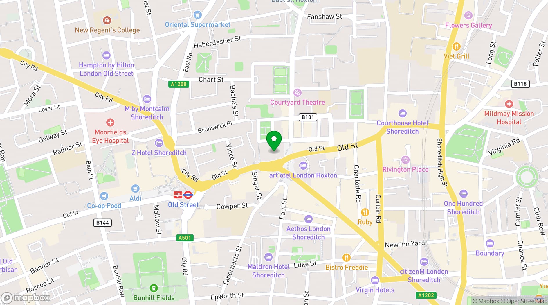 Map showing Roxy Ball Room, Old Street, London