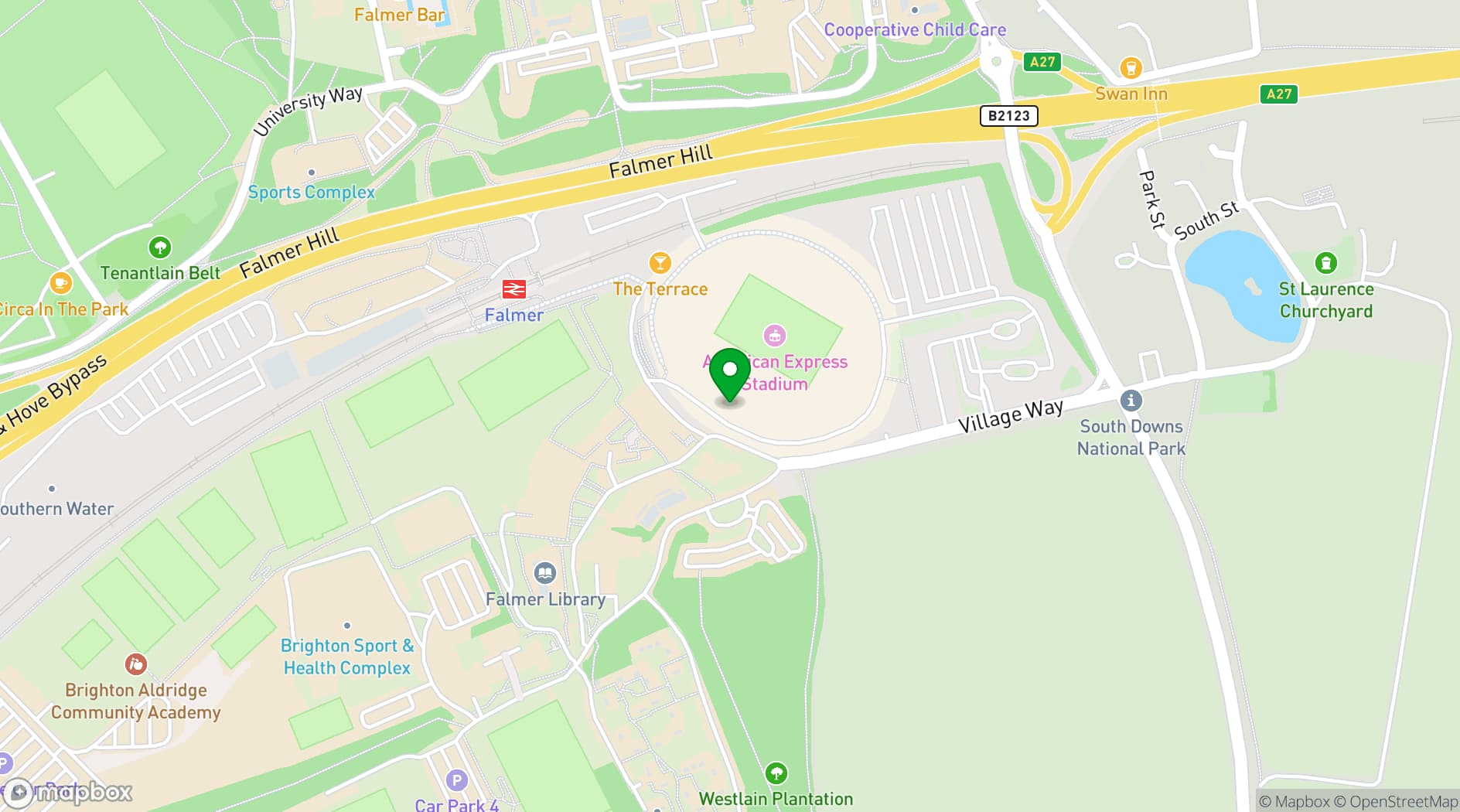 Map showing American Express Community Stadium 