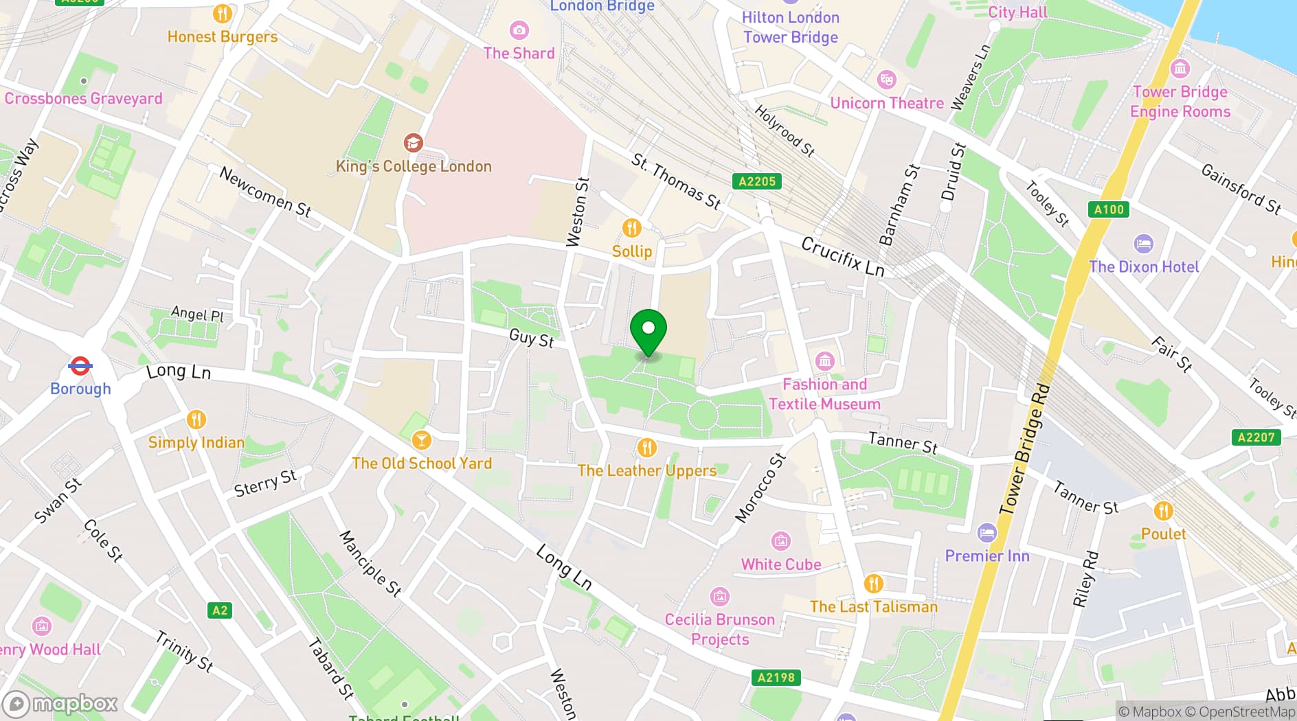 Map showing Bermondsey Village Hall Trust