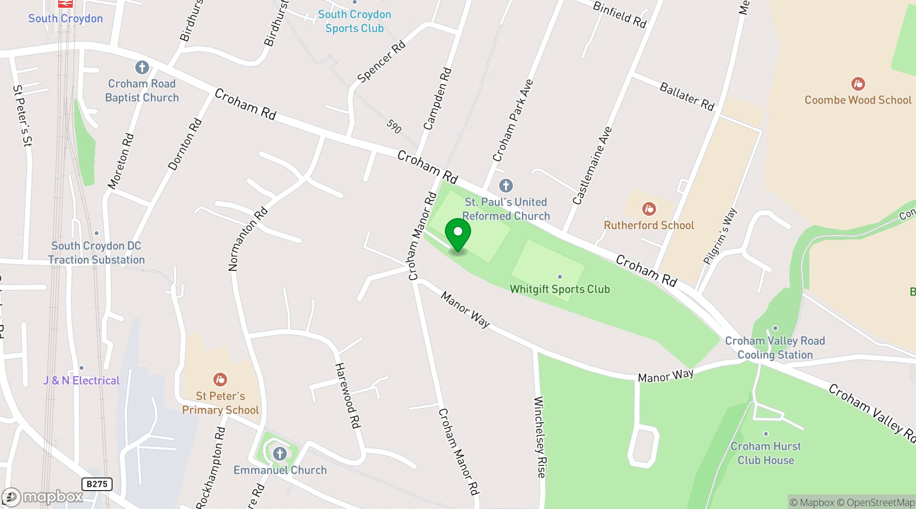 Map showing Old Whits Clubhouse