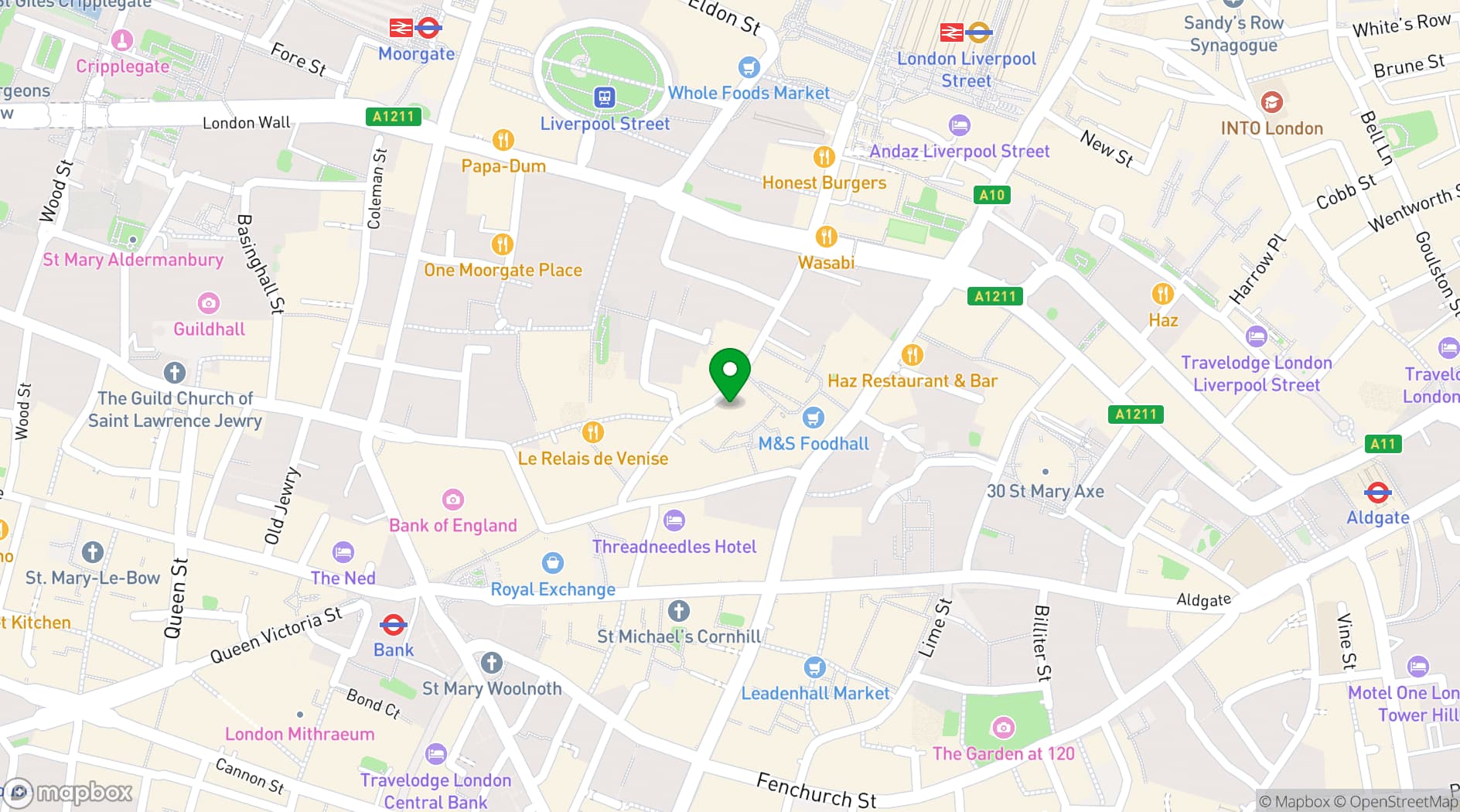 Map showing City of London Club