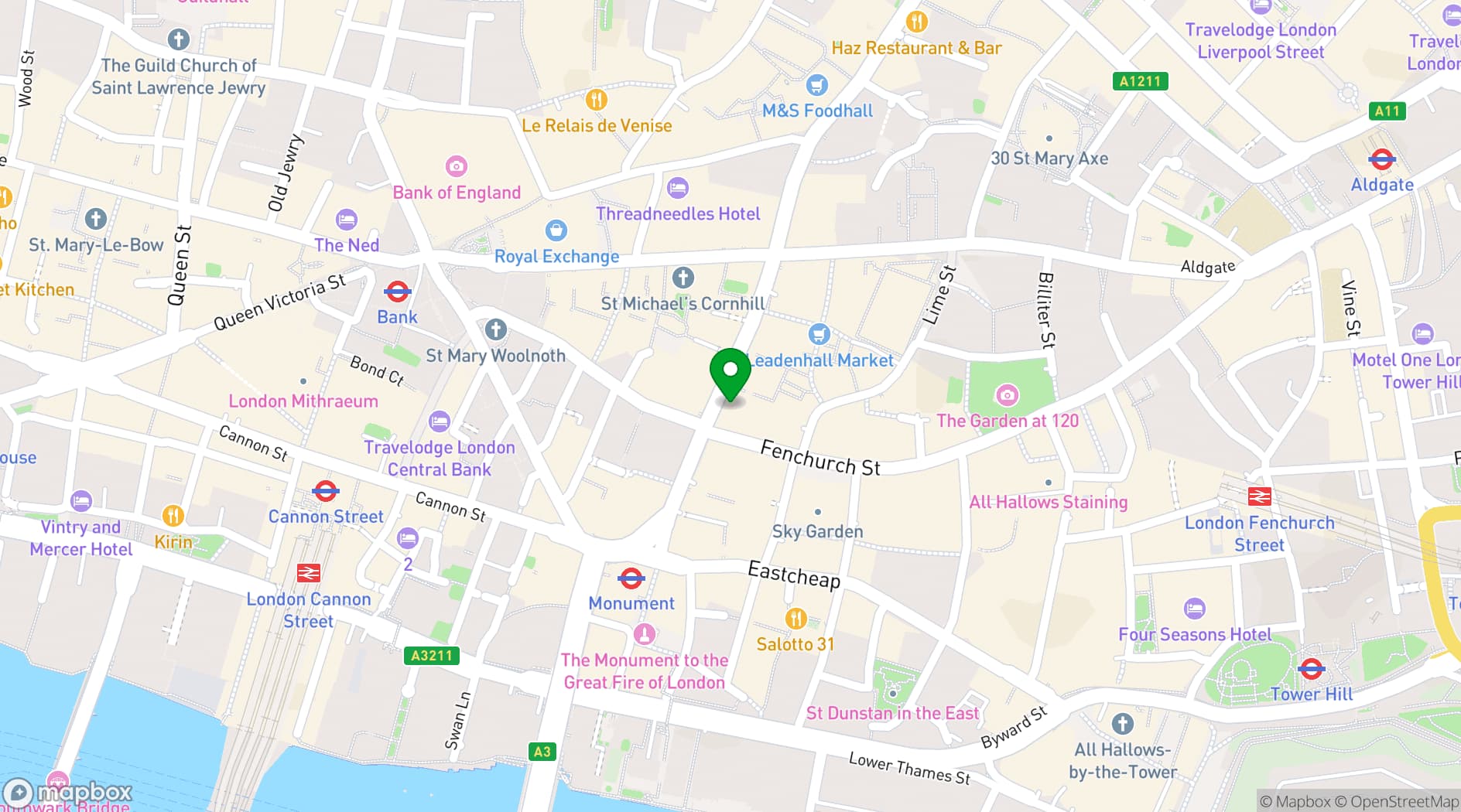 Map showing Orega Gracechurch Street