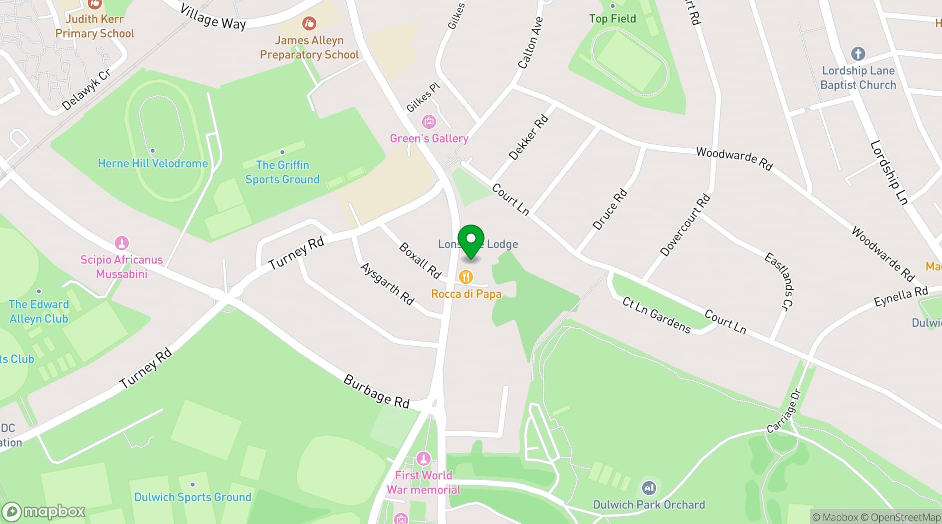 Map showing The Crown and Greyhound