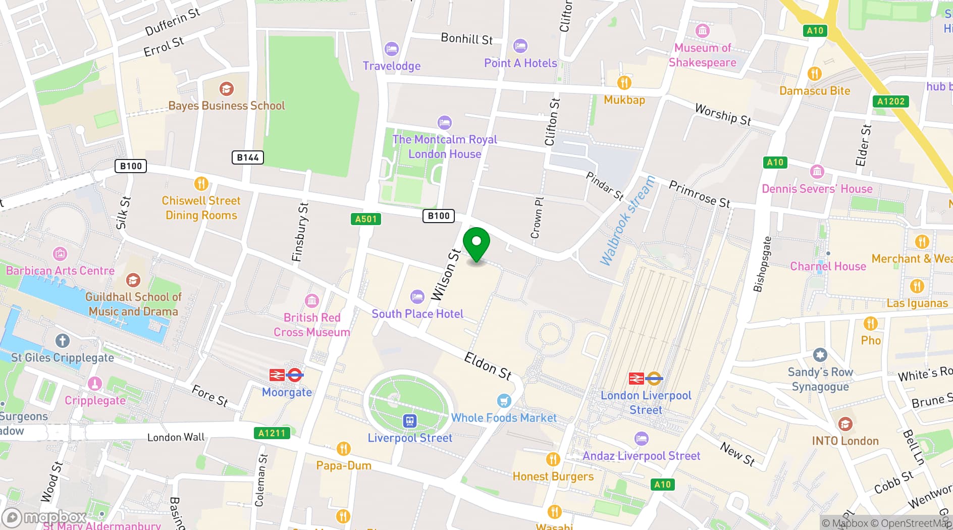 Map showing Everyman Broadgate