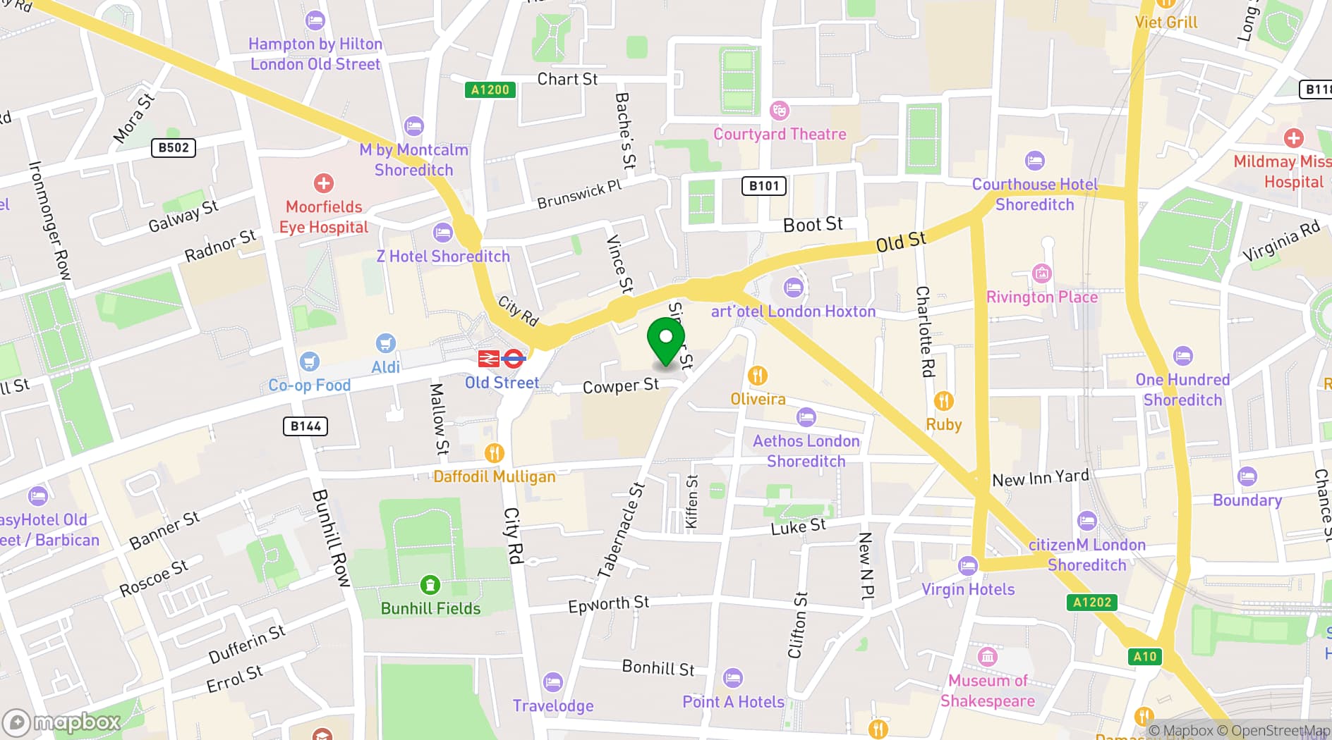 Map showing XOYO