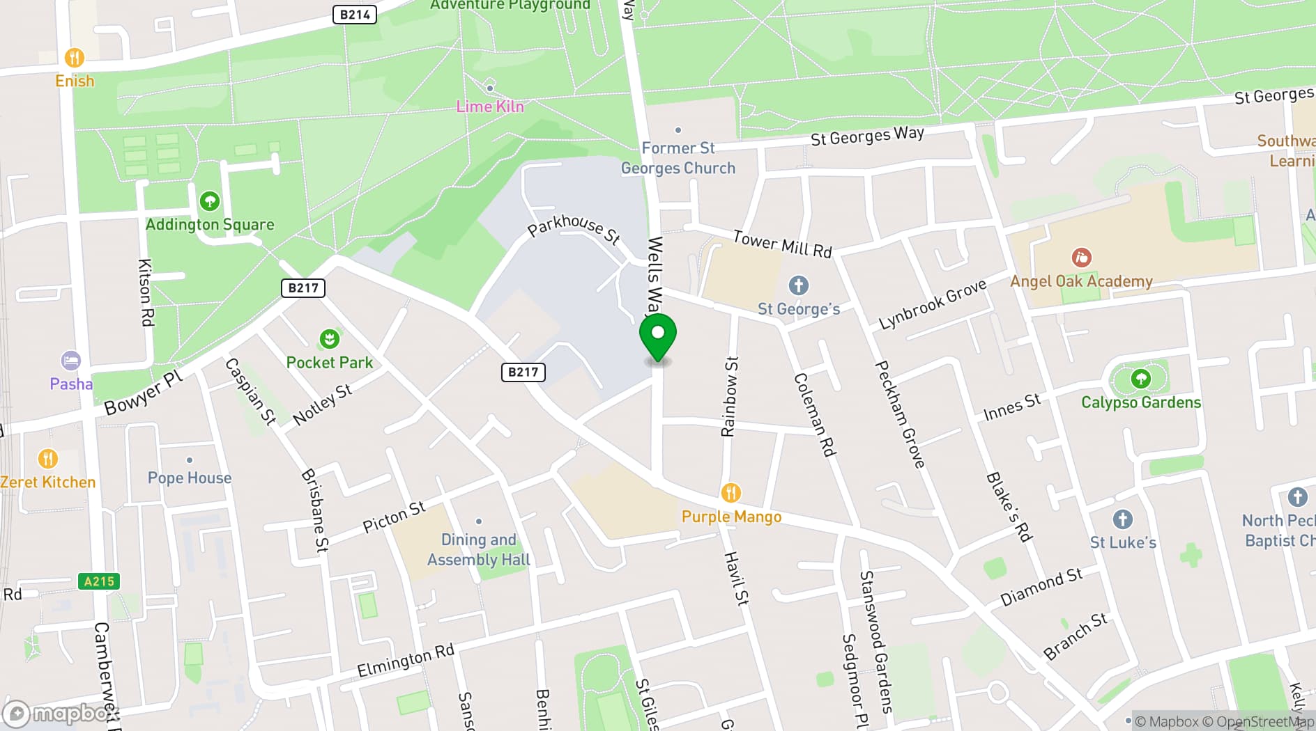 Map showing The Well Community Church
