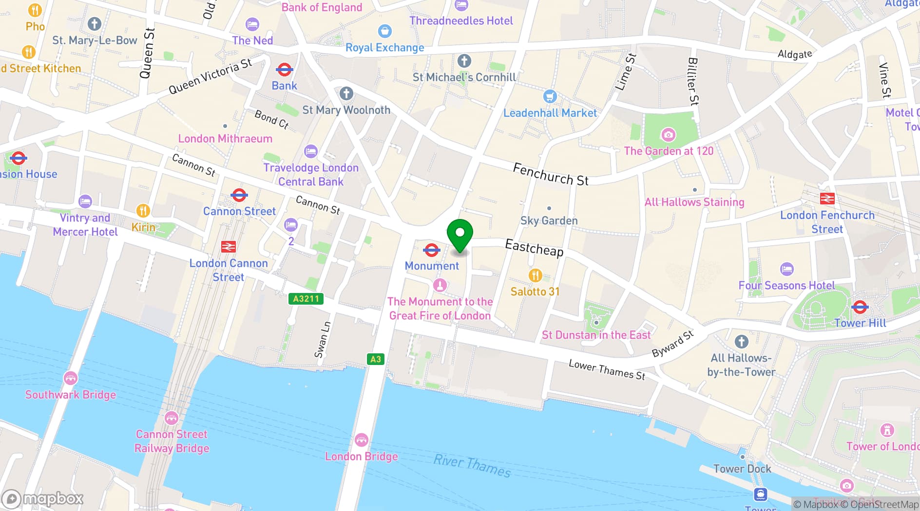 Map showing MBER London