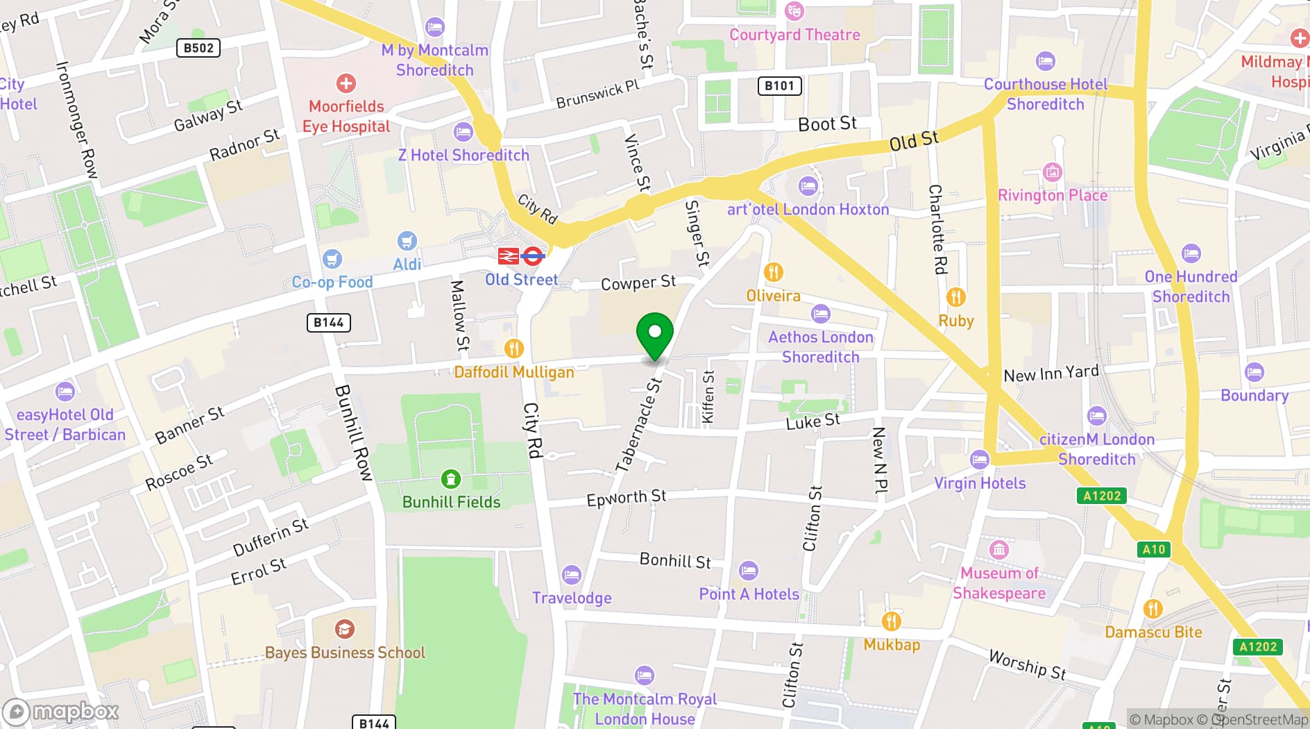 Map showing Q-Shoreditch