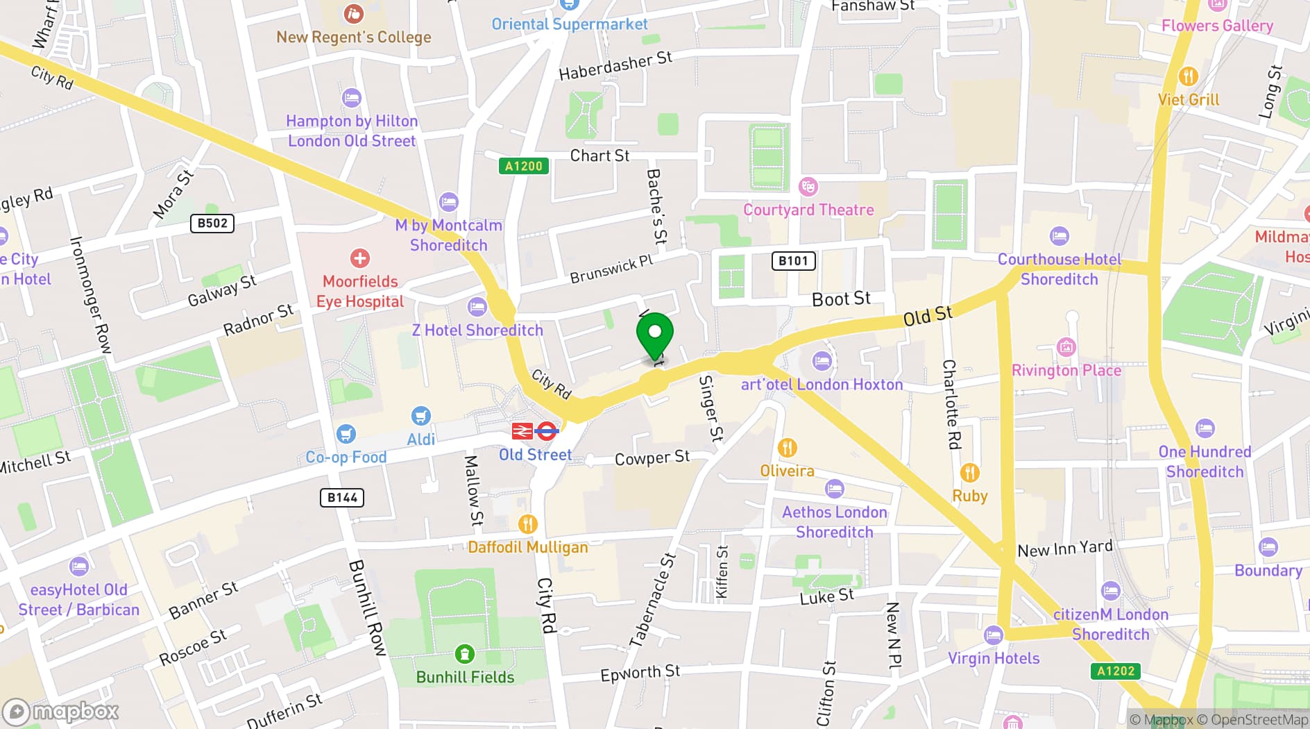 Map showing Simmons|Old Street