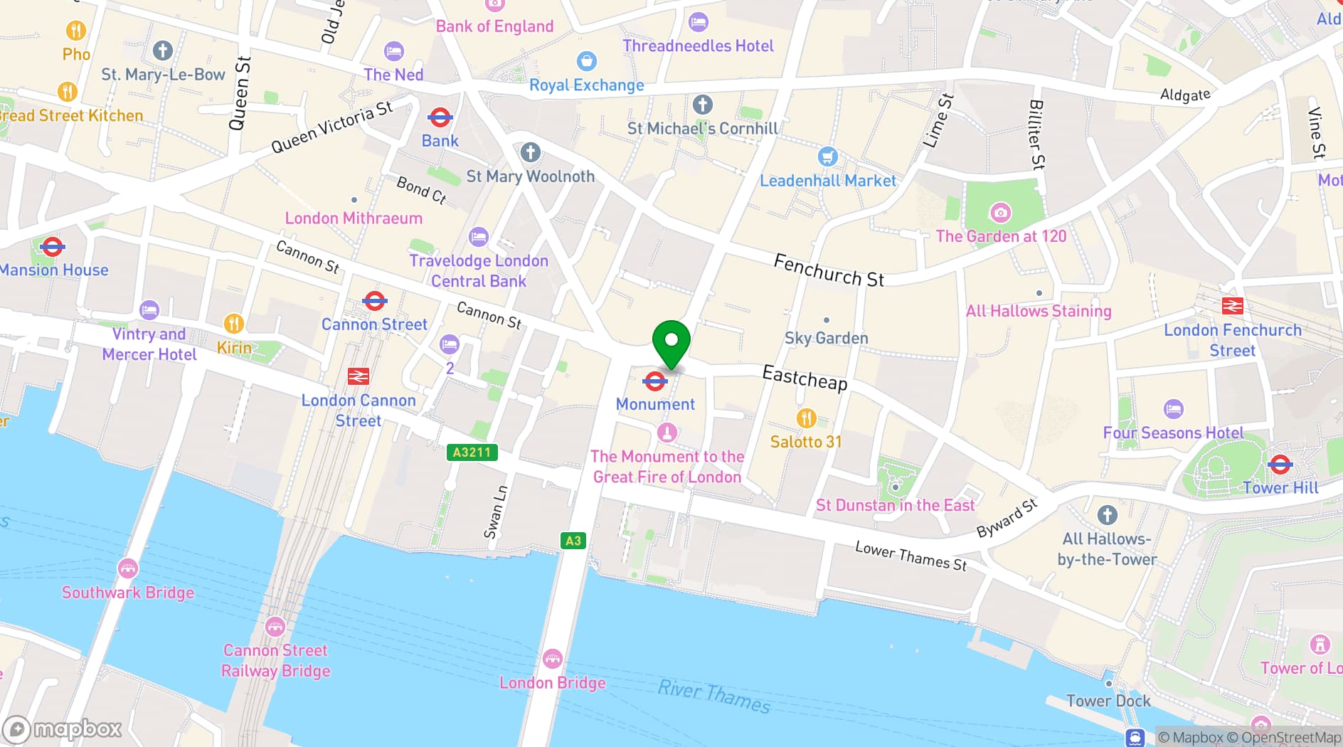 Map showing The Cocktail Club Monument