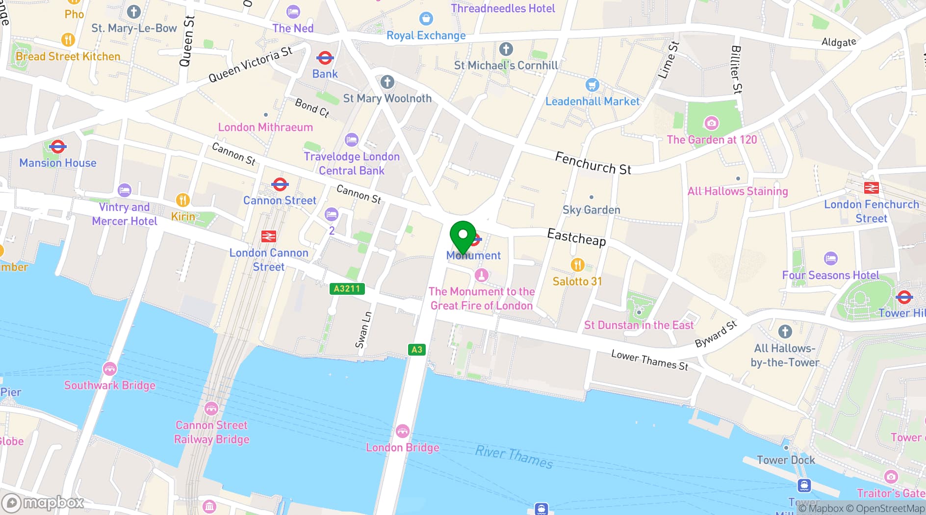 Map showing The Hydrant