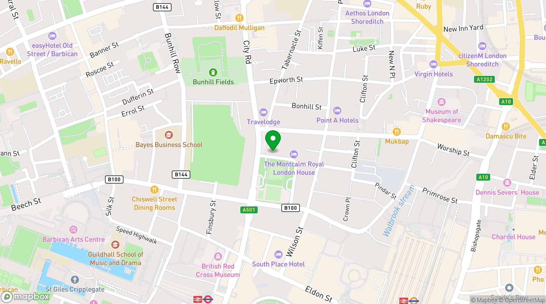Map showing Huckletree Shoreditch
