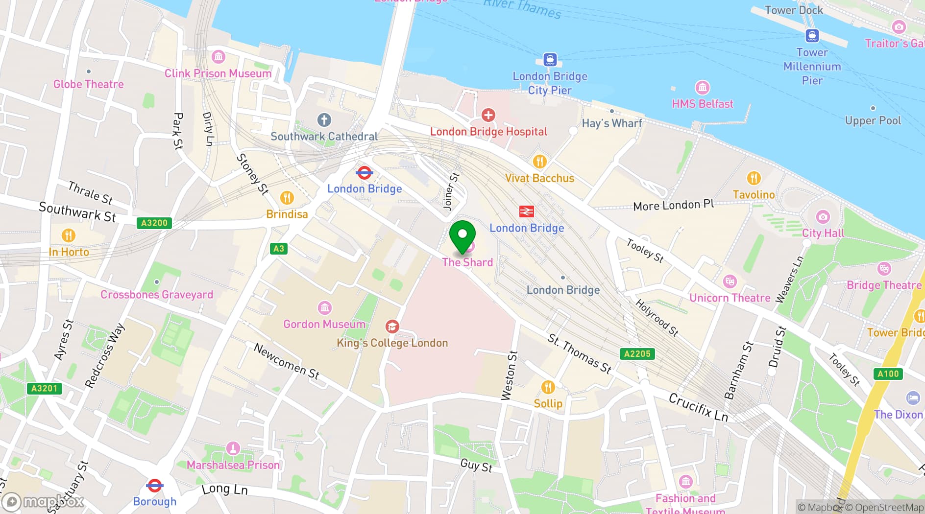 Map showing Oblix at The Shard