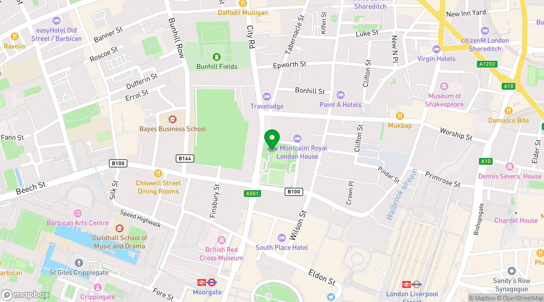 Map showing The Bowls Club