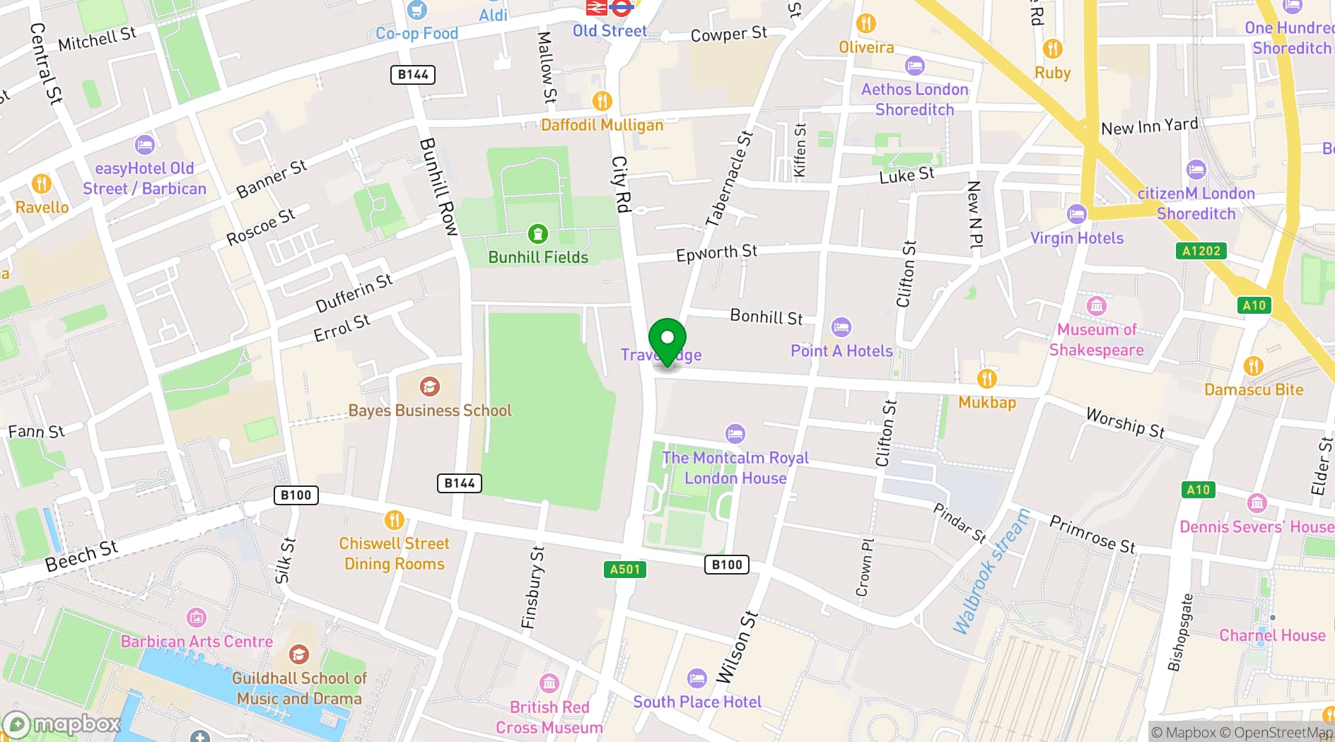 Map showing Flight Club Shoreditch
