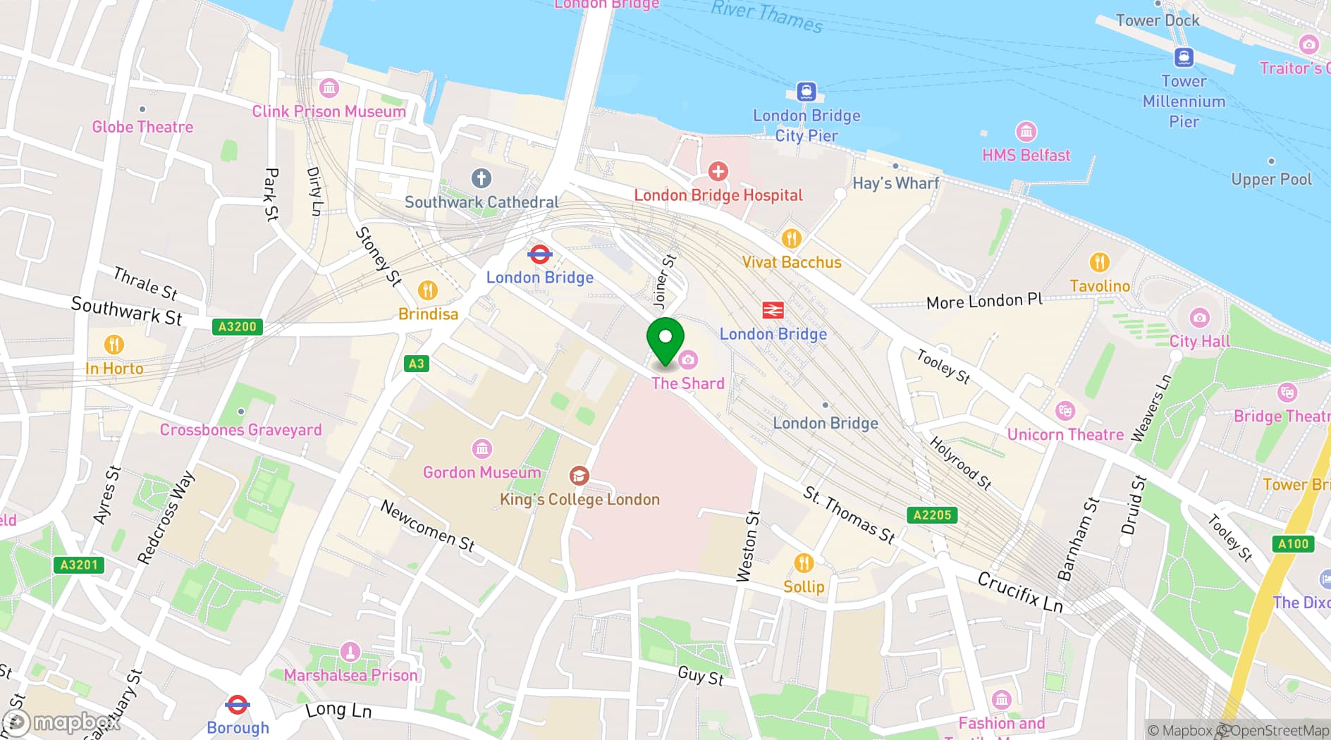 Map showing Shangri-La The Shard, London