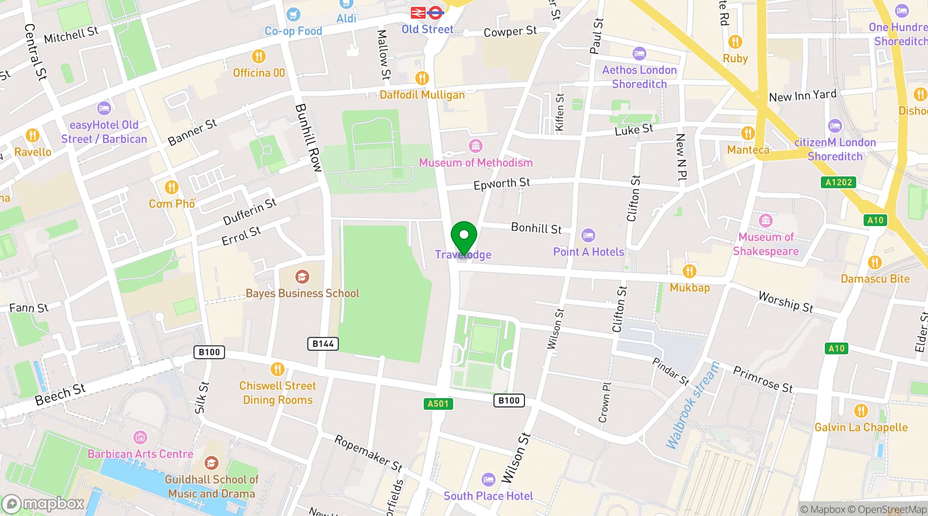 Map showing Singer Tavern