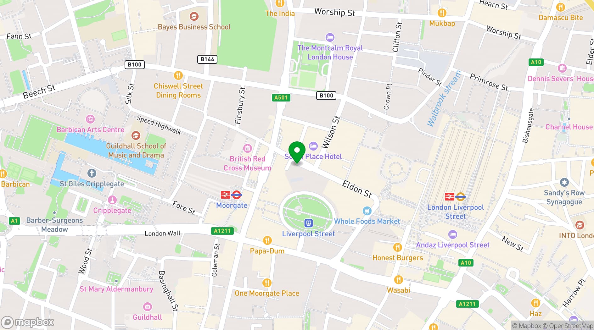 Map showing Bread Street Kitchen - City