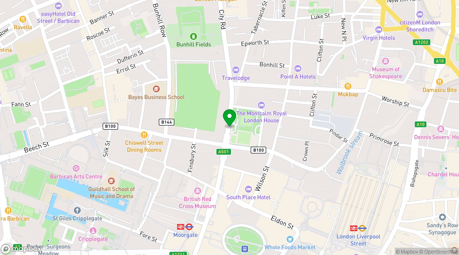 Map showing Finsbury Square Garden