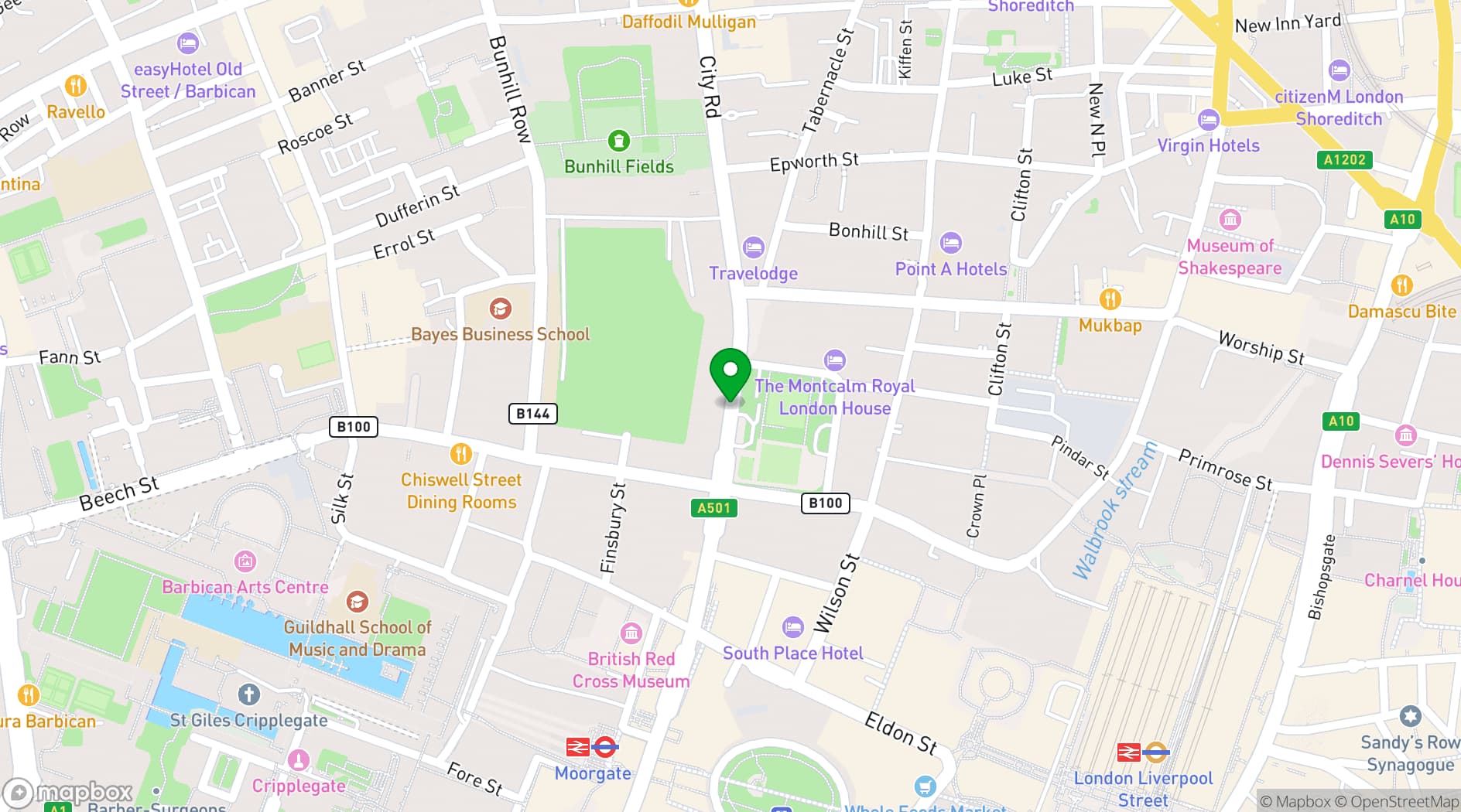 Map showing Runway East Moorgate