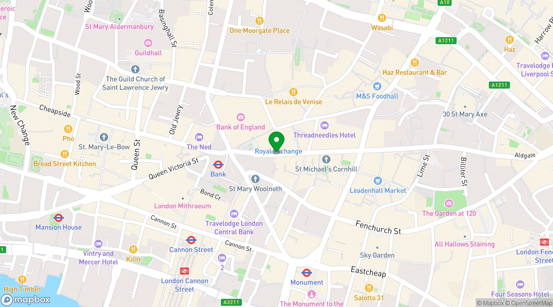 Map showing Pitcher & Piano Cornhill