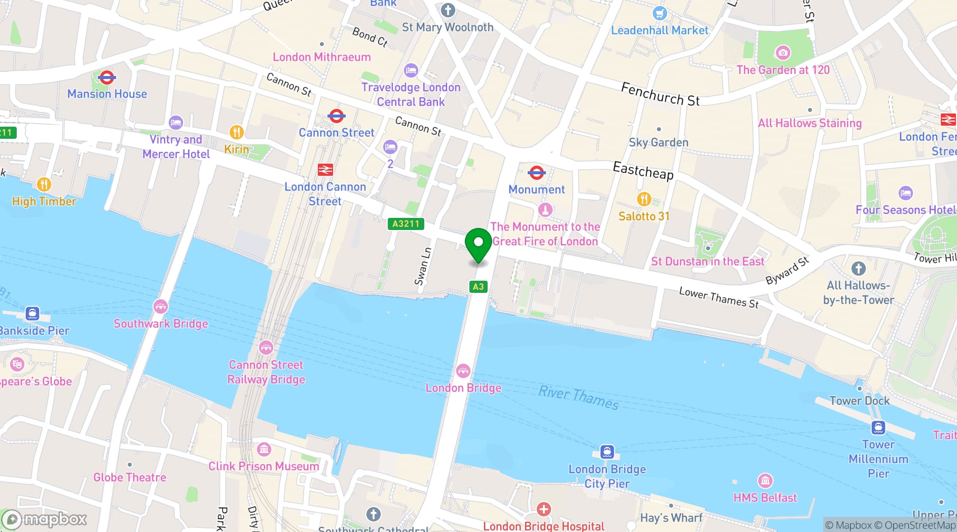 Map showing Fishmongers' Hall