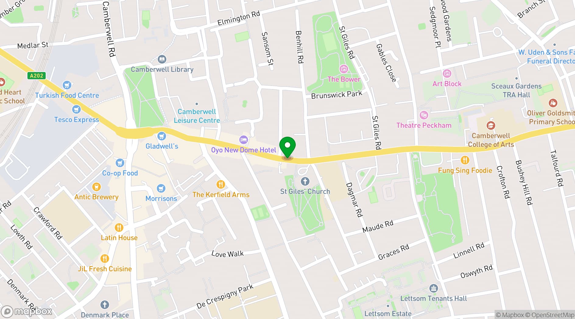 Map showing St Giles Church