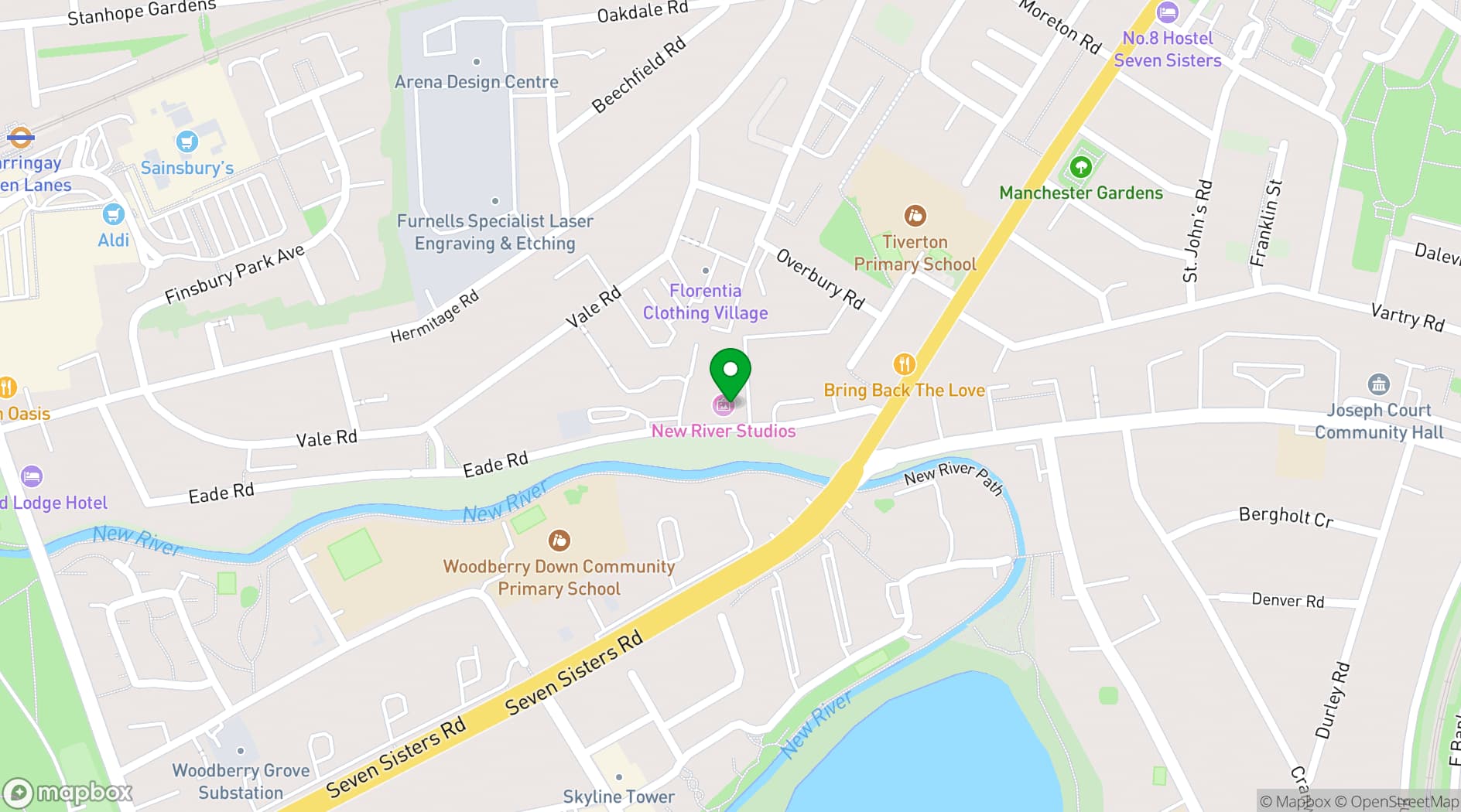 Map showing New River Studios