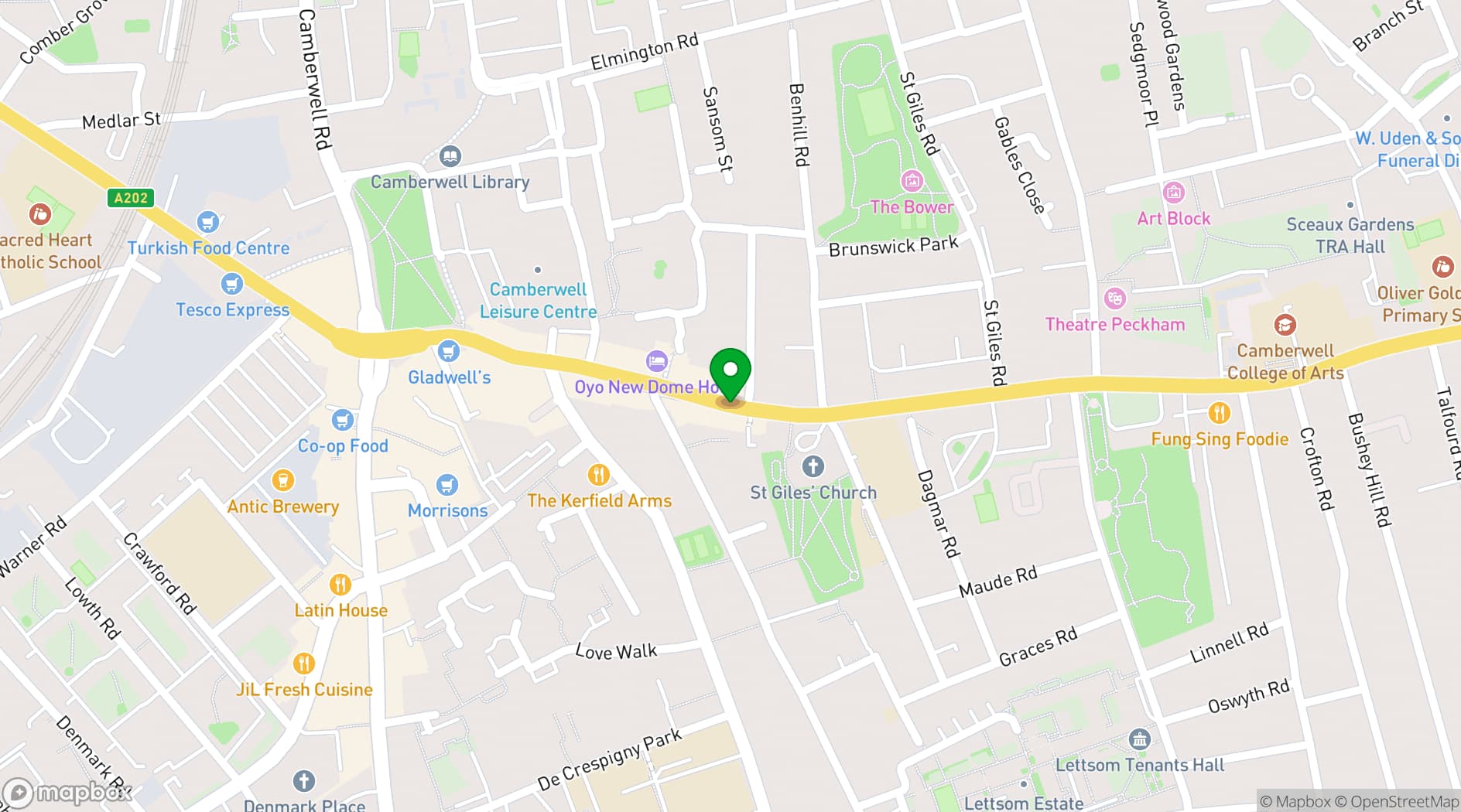 Map showing The Camberwell Arms