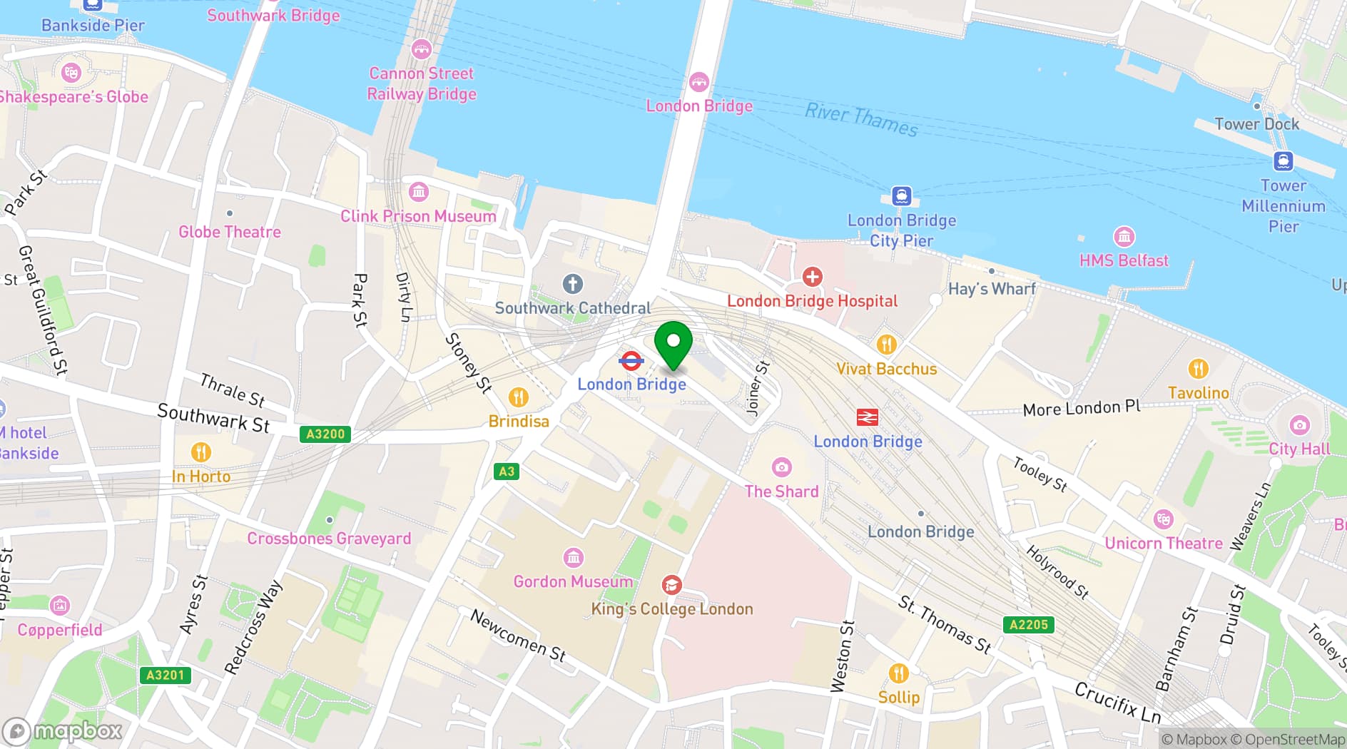 Map showing London Bridge Hotel