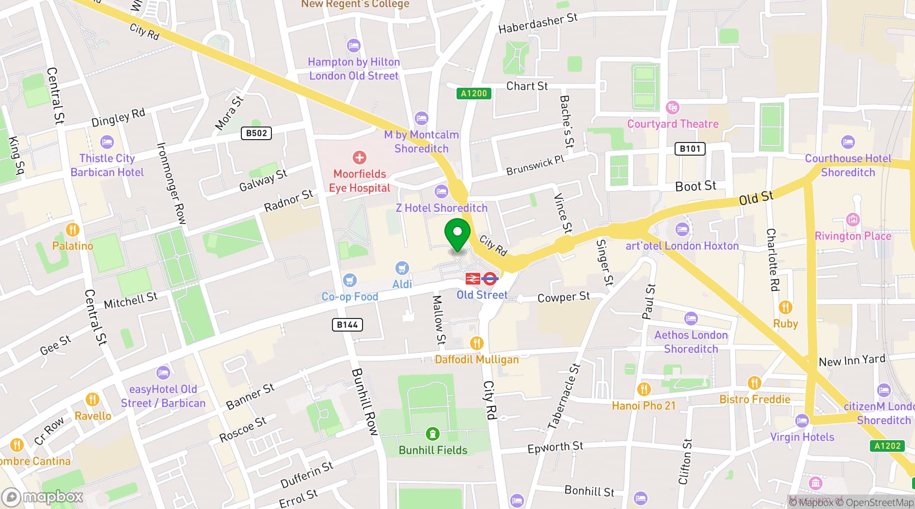 Map showing Grind Shoreditch