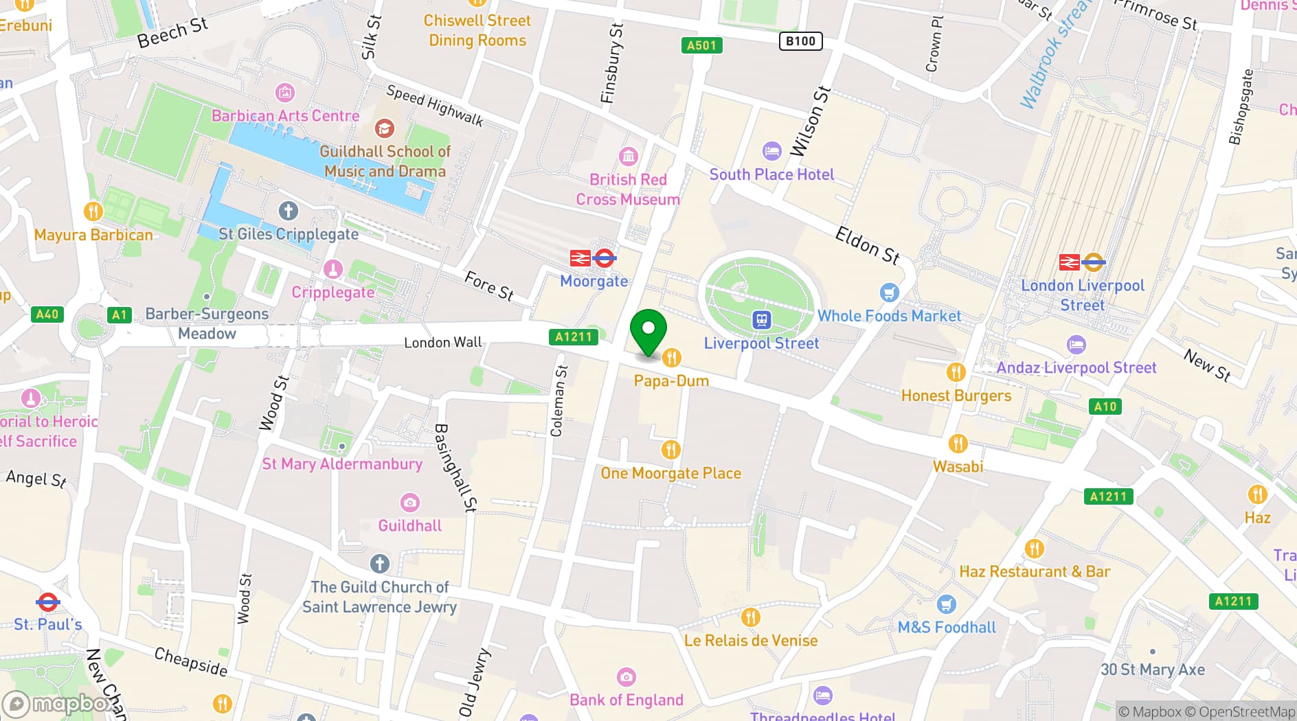 Map showing Eventspace at Salisbury House