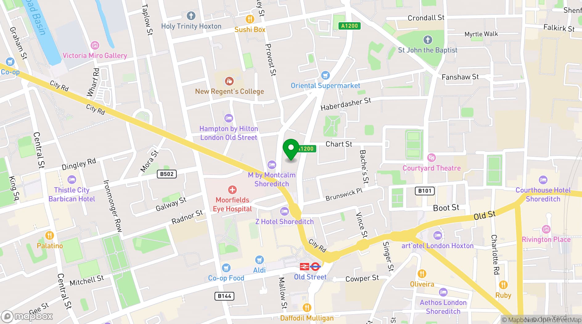Map showing WeWork 145 City Road