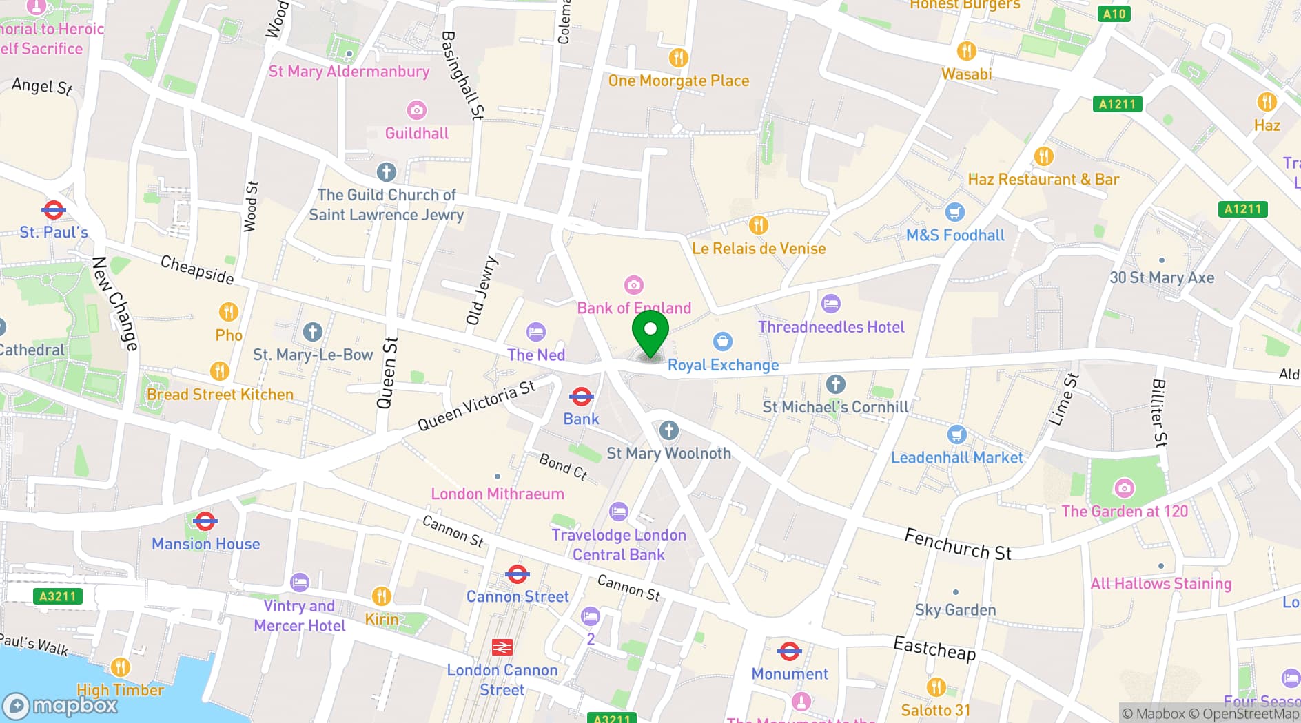 Map showing The Royal Exchange