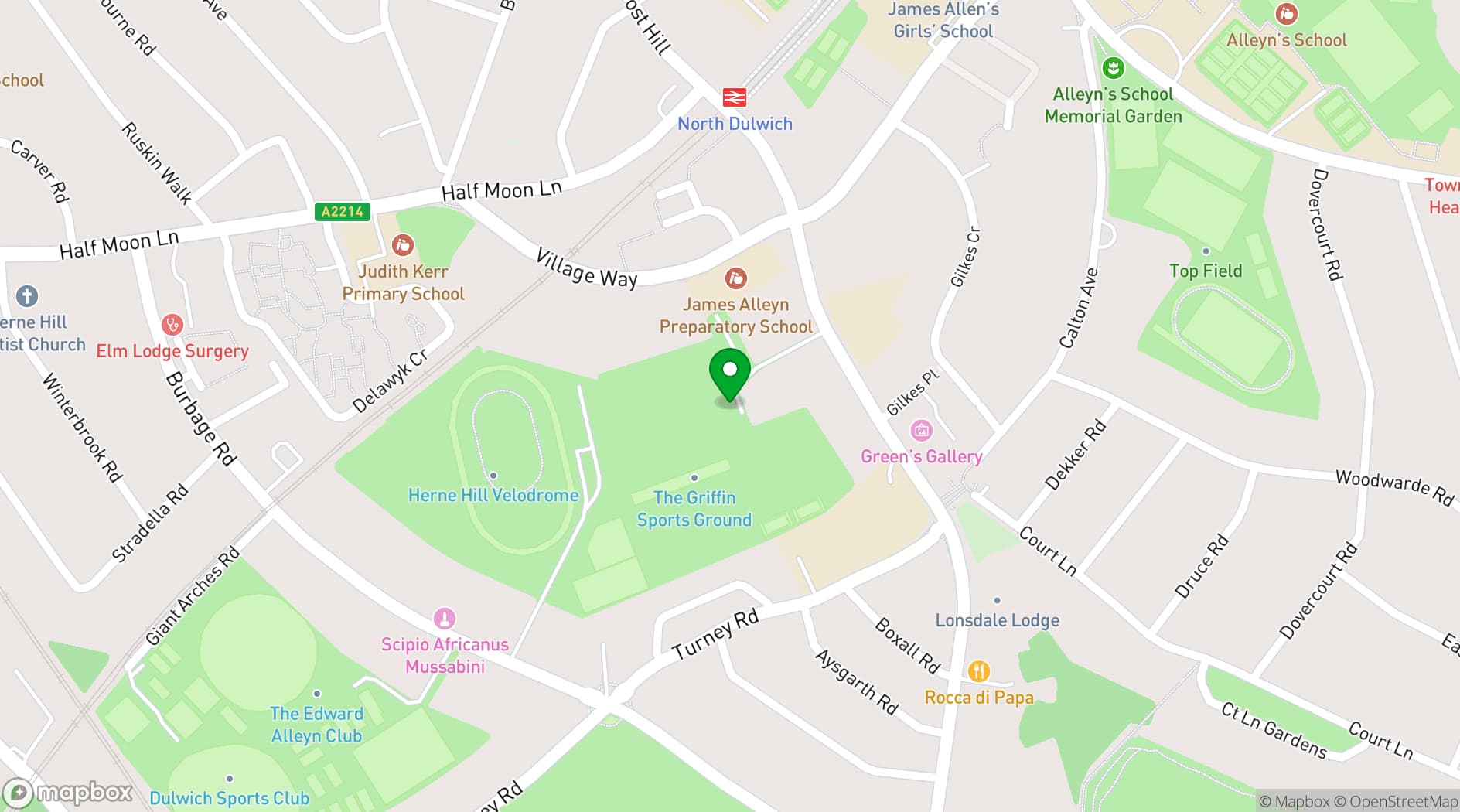Map showing Griffin Sports Ground 