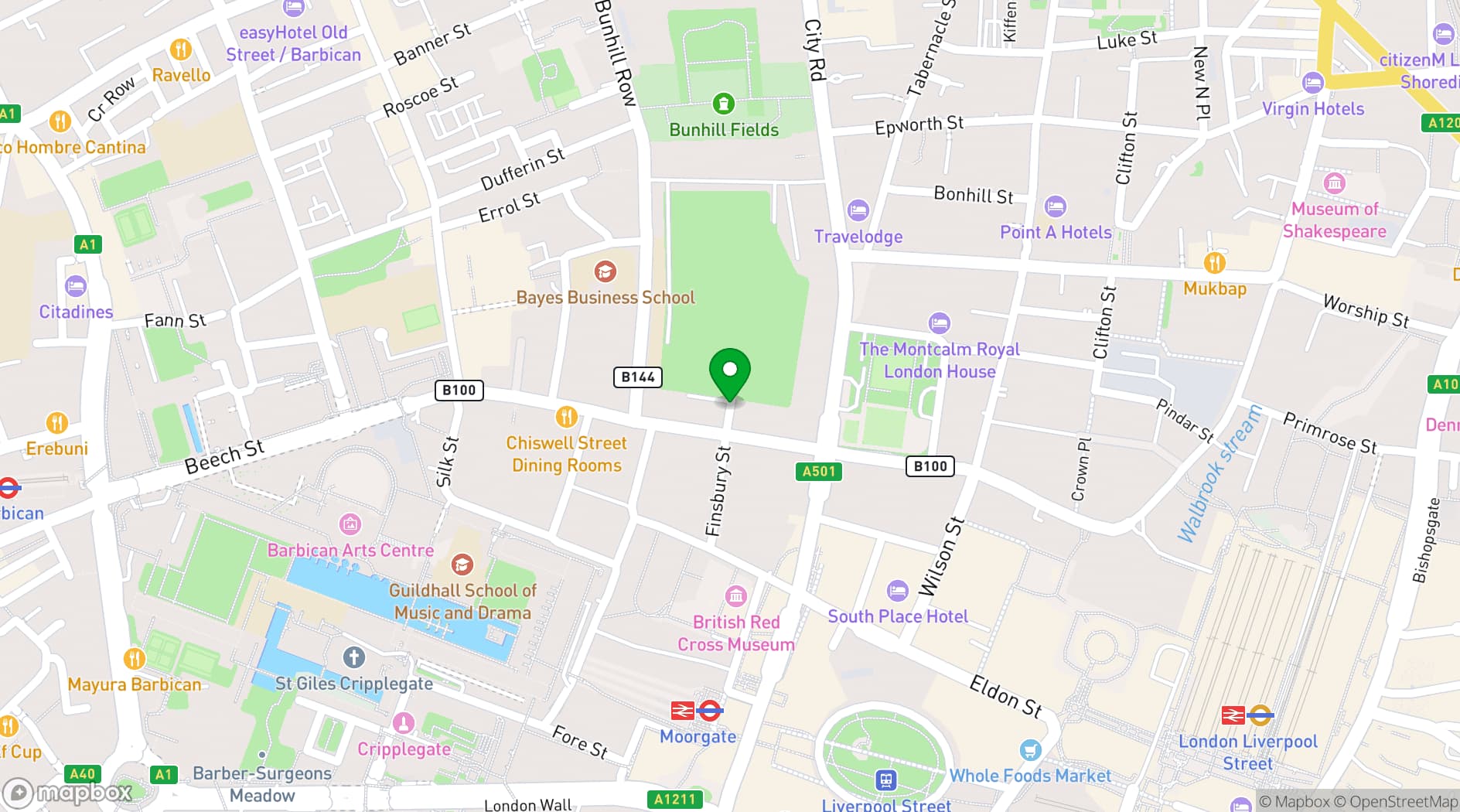 Map showing City Central at the HAC