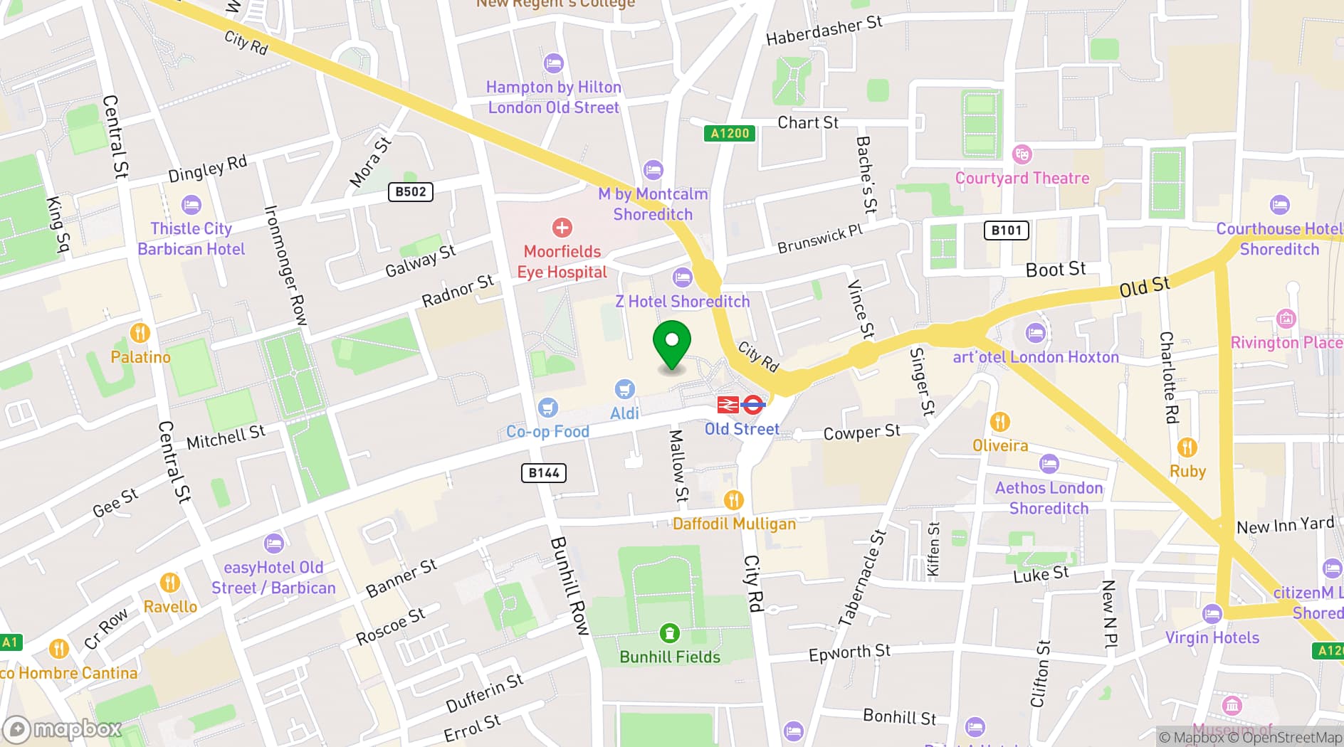 Map showing Old Street Tavern