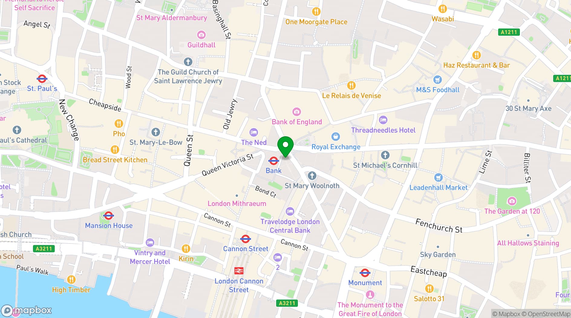 Map showing 1 Lombard Street