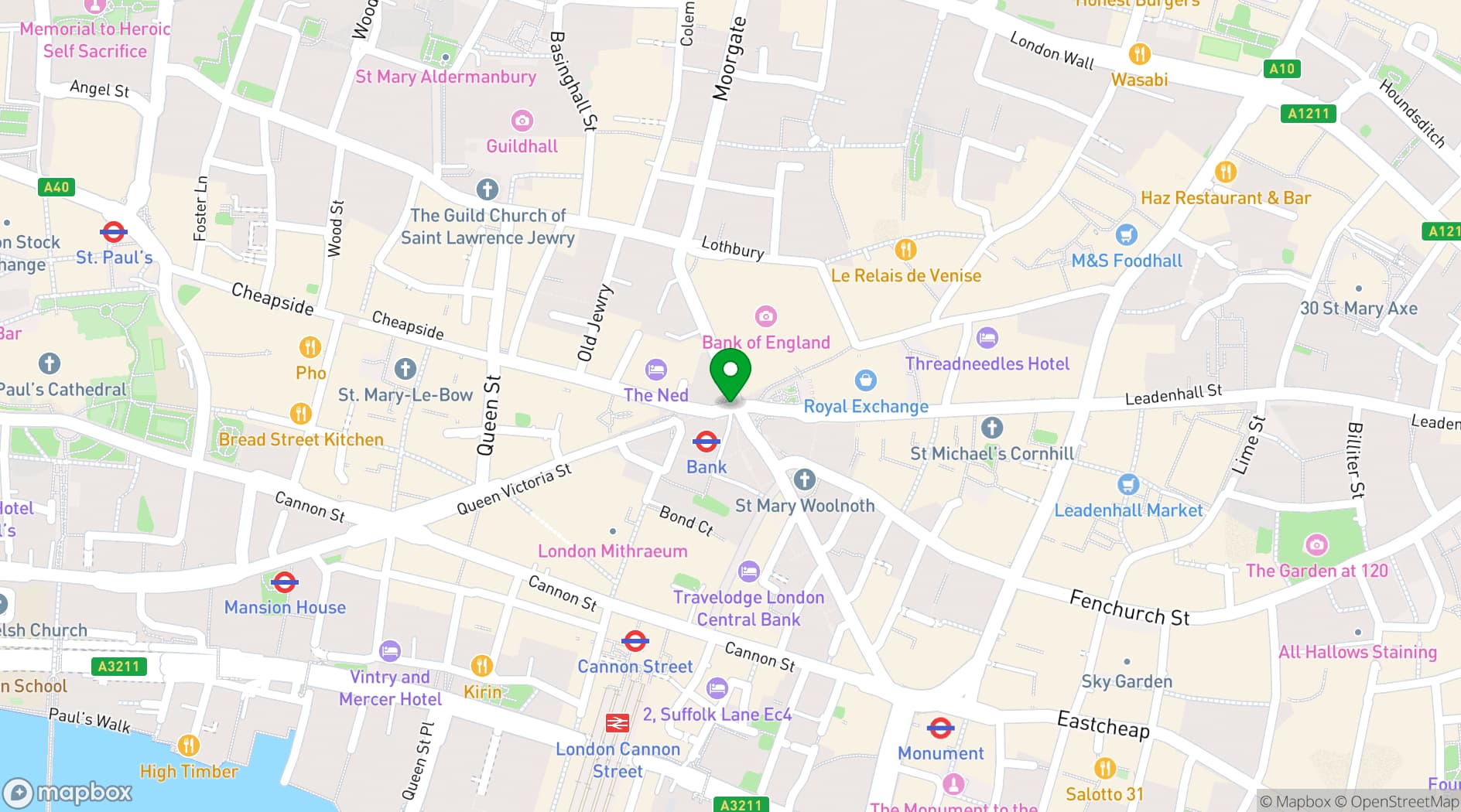 Map showing Sabine Rooftop Bar St Paul's