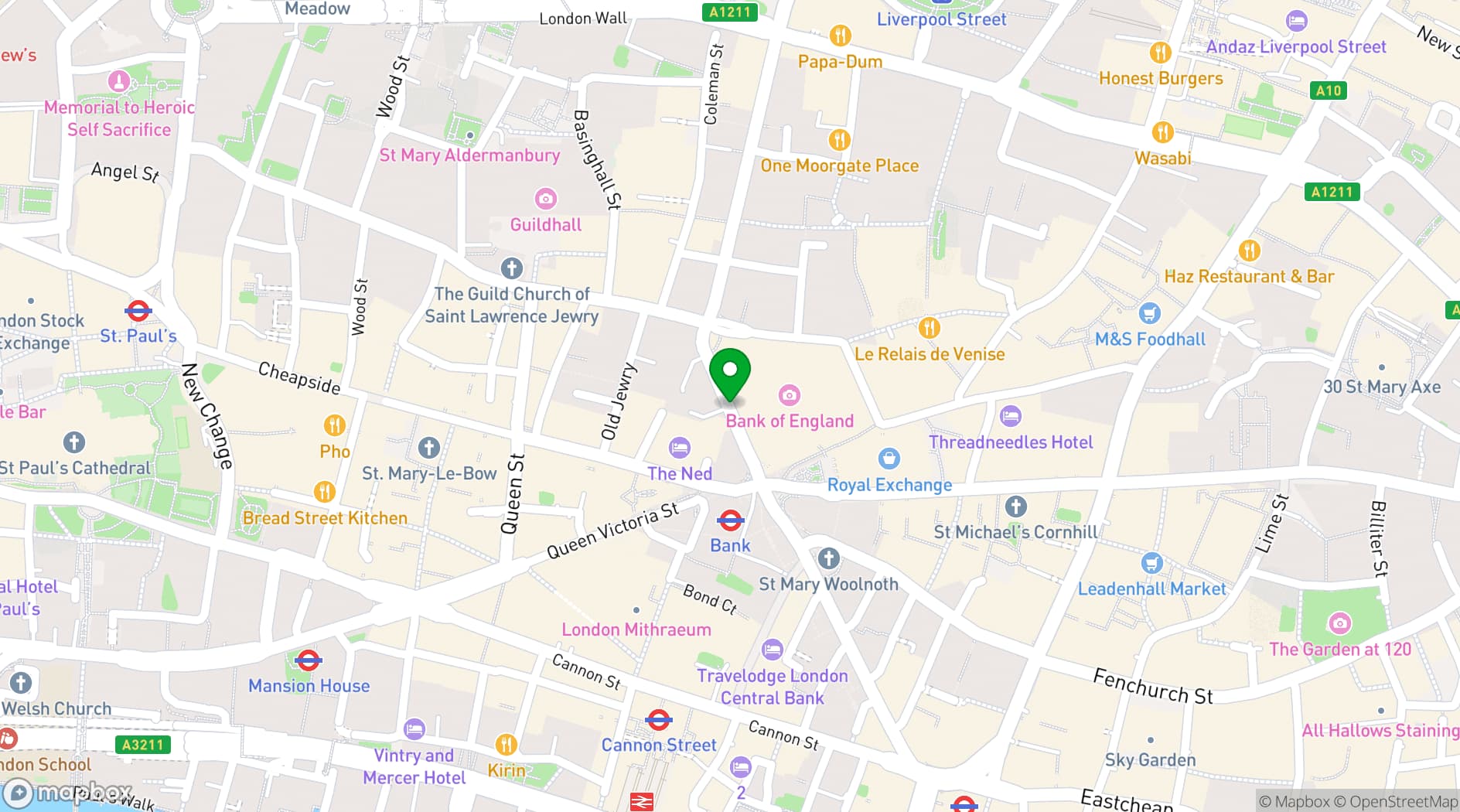 Map showing Grocers' Hall
