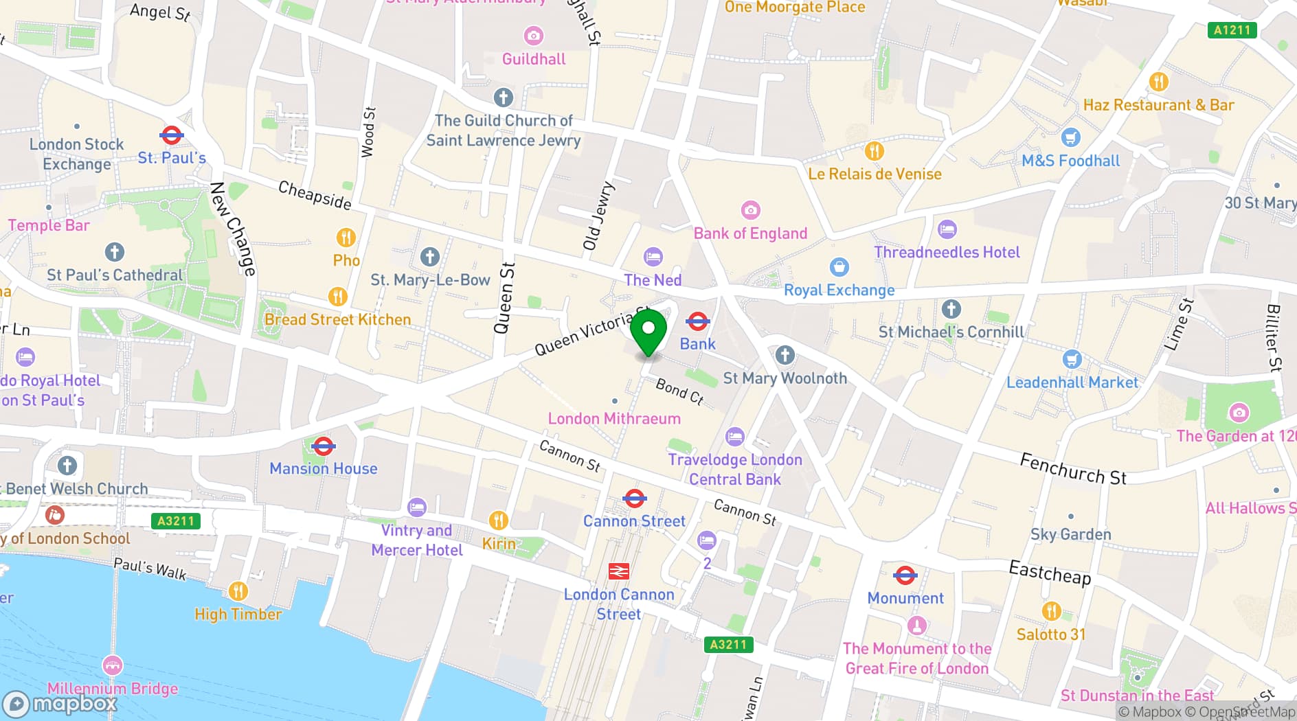 Map showing St Stephen Walbrook