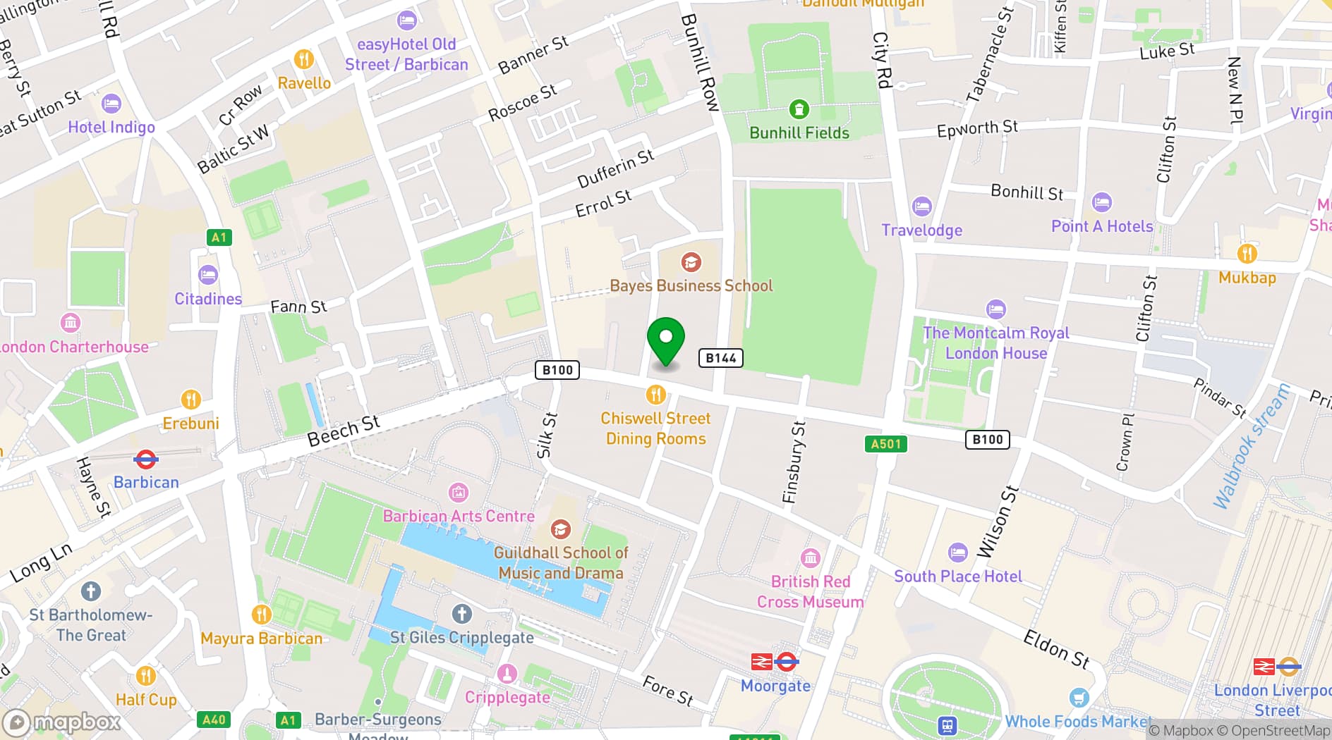Map showing London Rehearsal Space - Liverpool Street / Moorgate