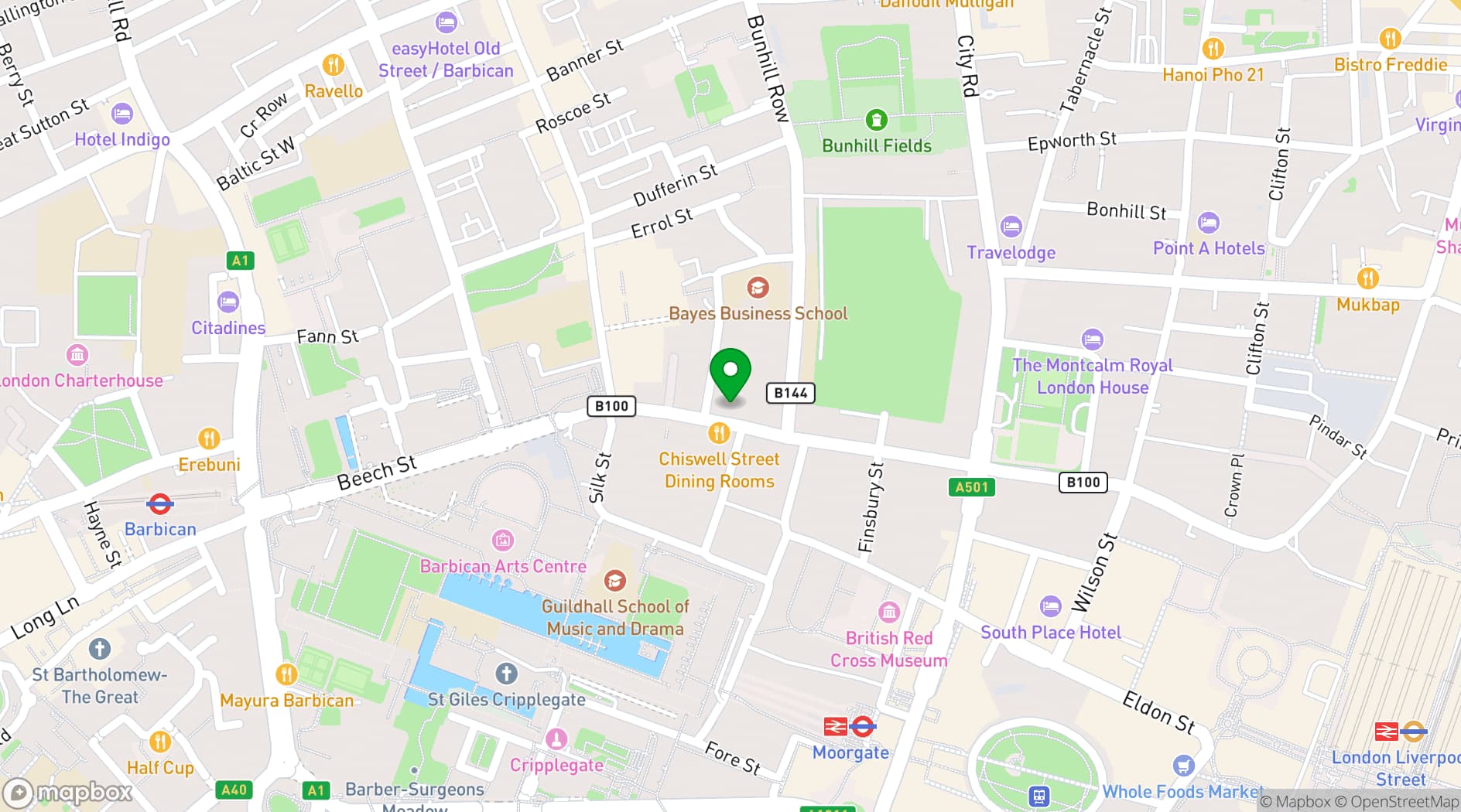 Map showing London Rehearsal Space - Liverpool Street / Moorgate