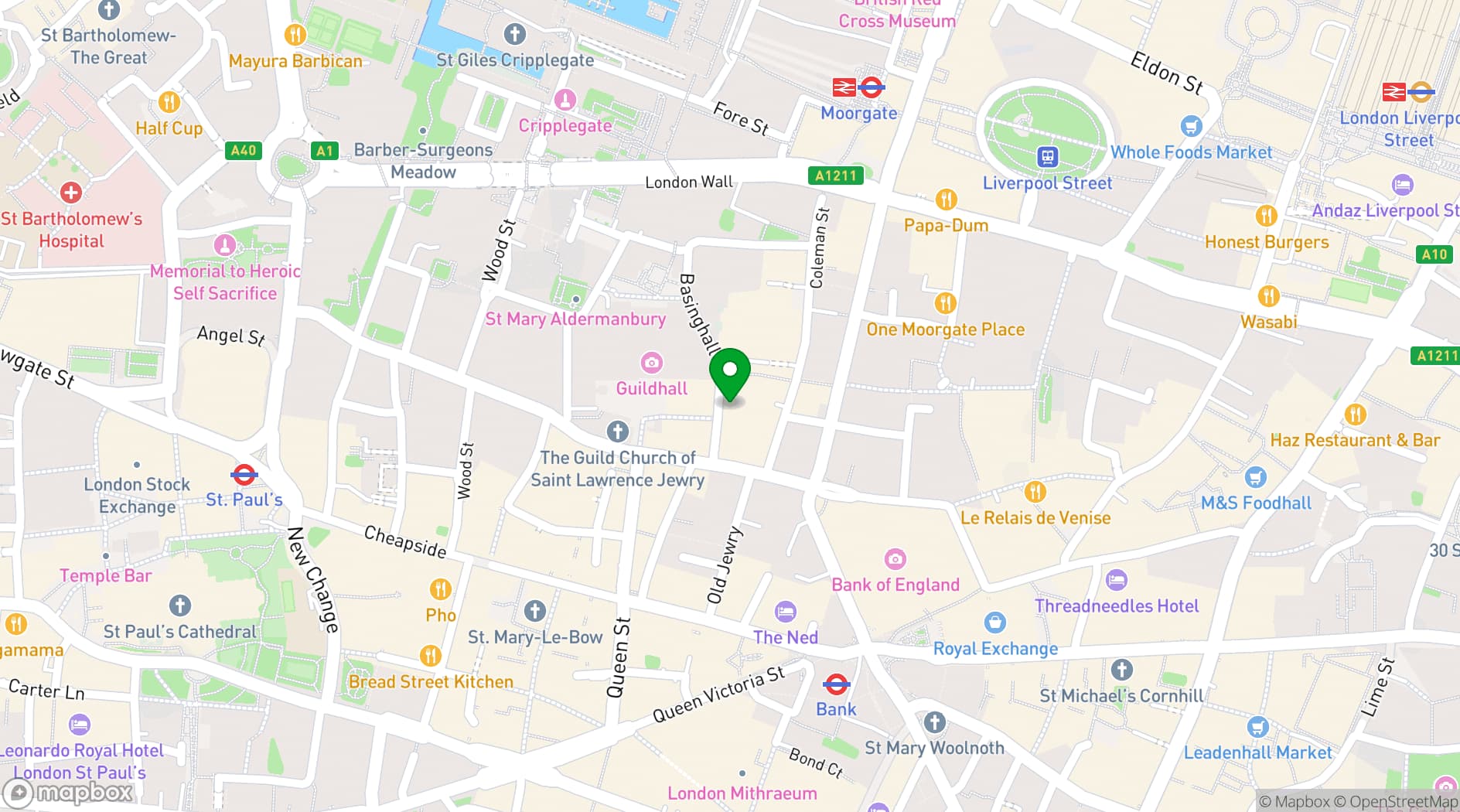 Map showing Hawksmoor Guildhall