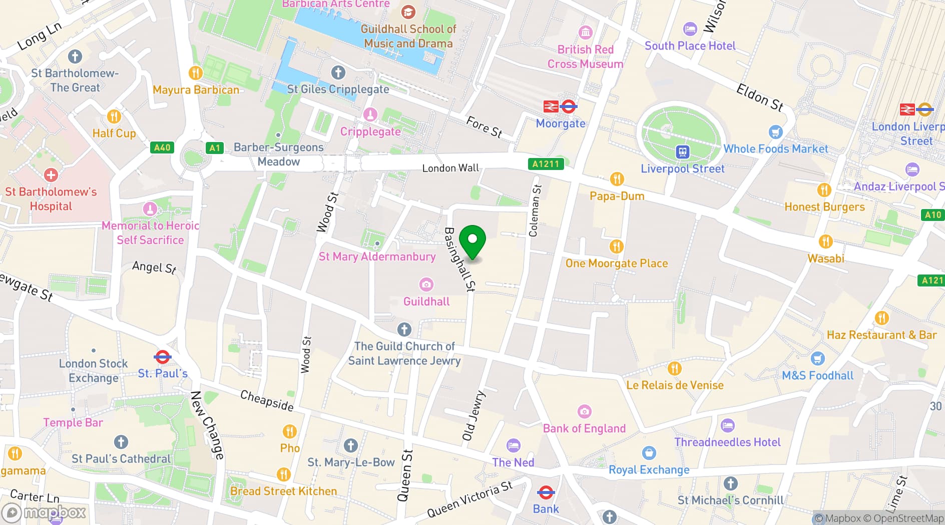 Map showing Woolgate