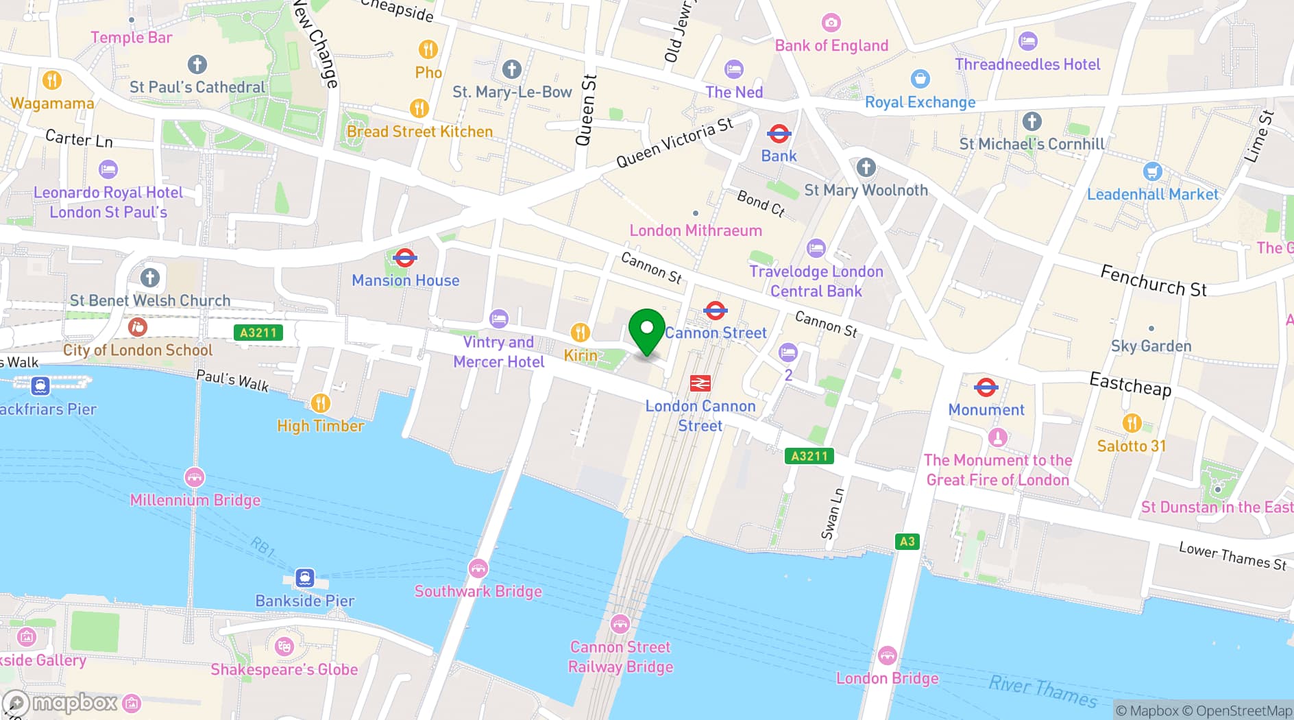 Map showing Innholders' Hall