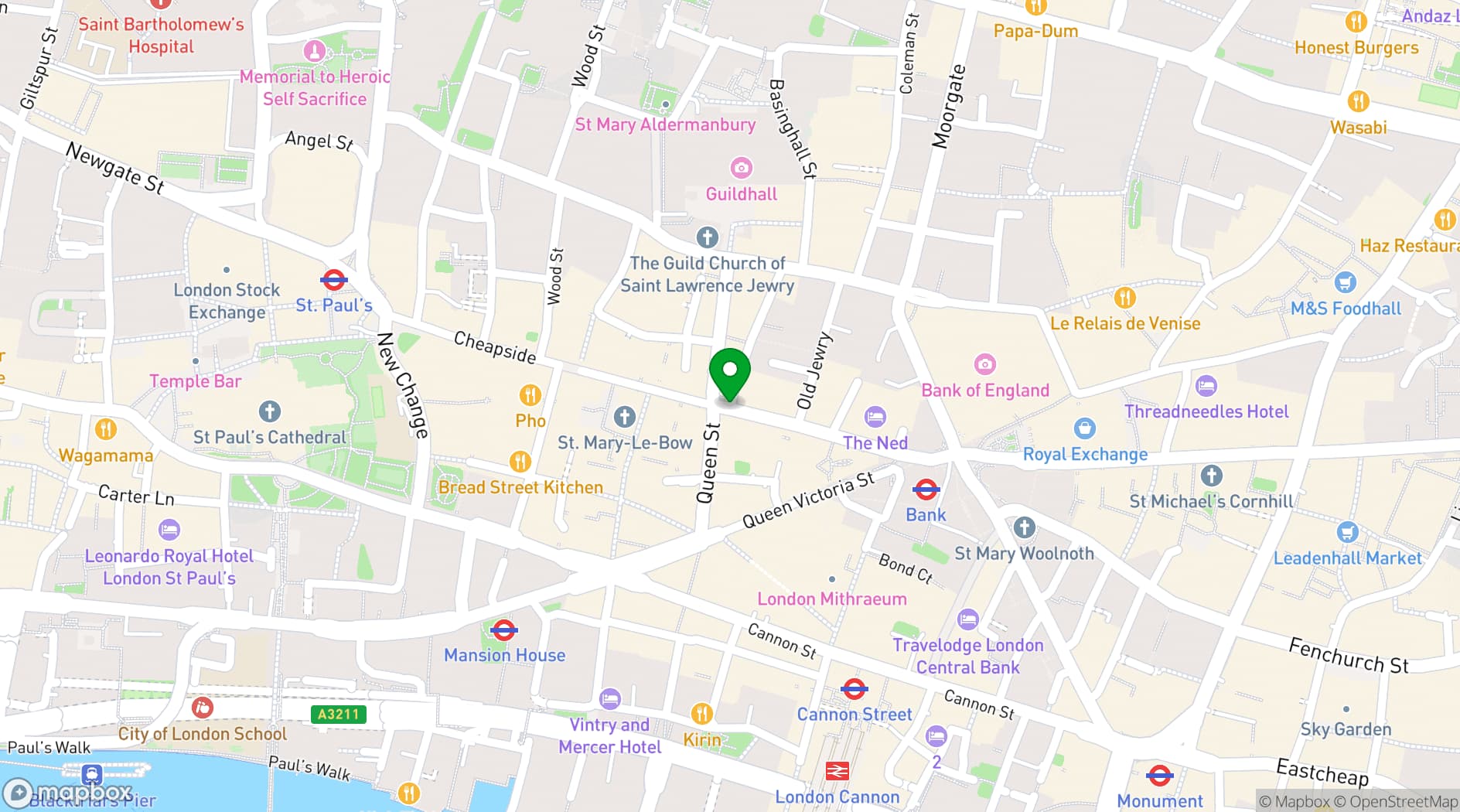 Map showing Mercers' Hall